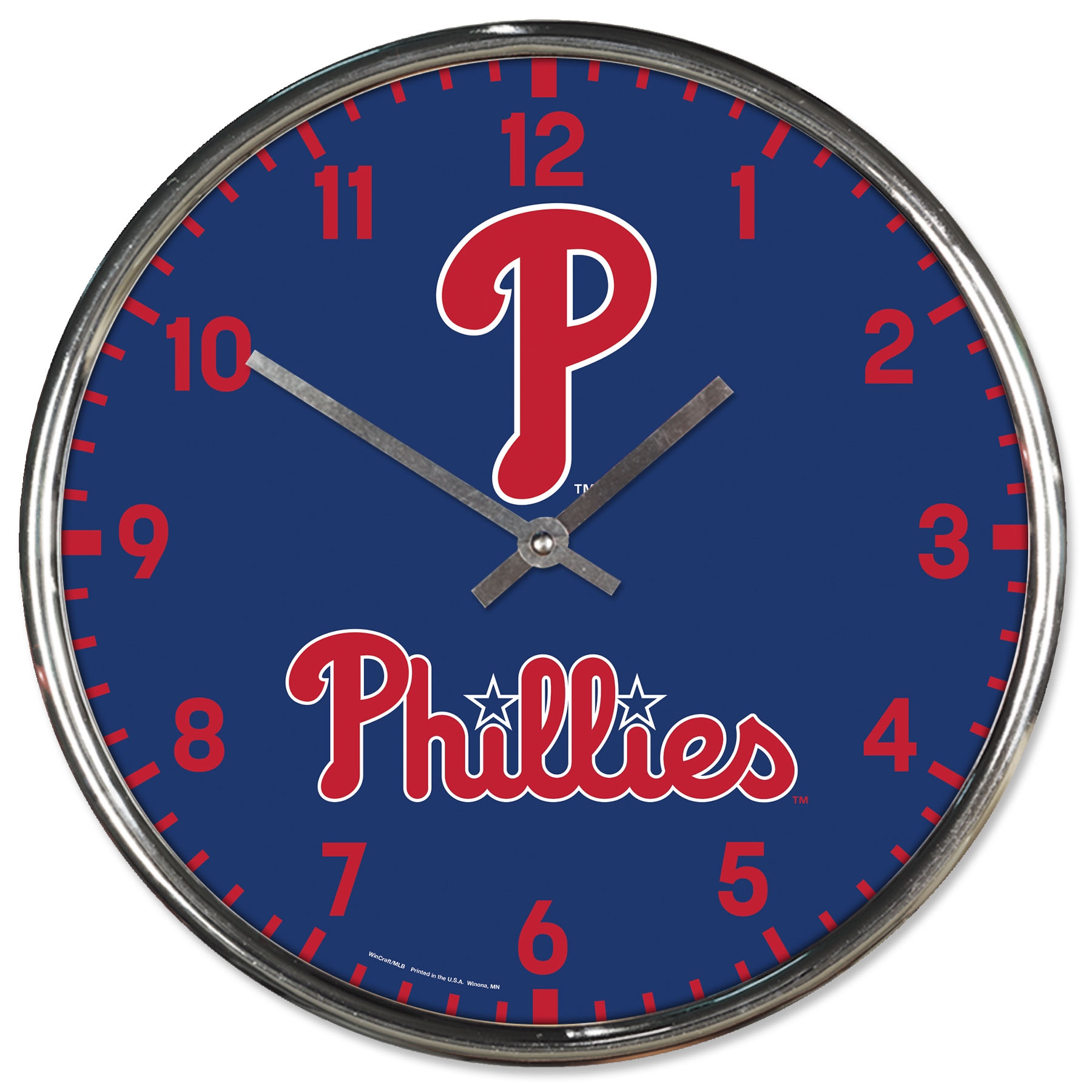 Philadelphia Phillies Chrome MLB Team Design Wall Clock