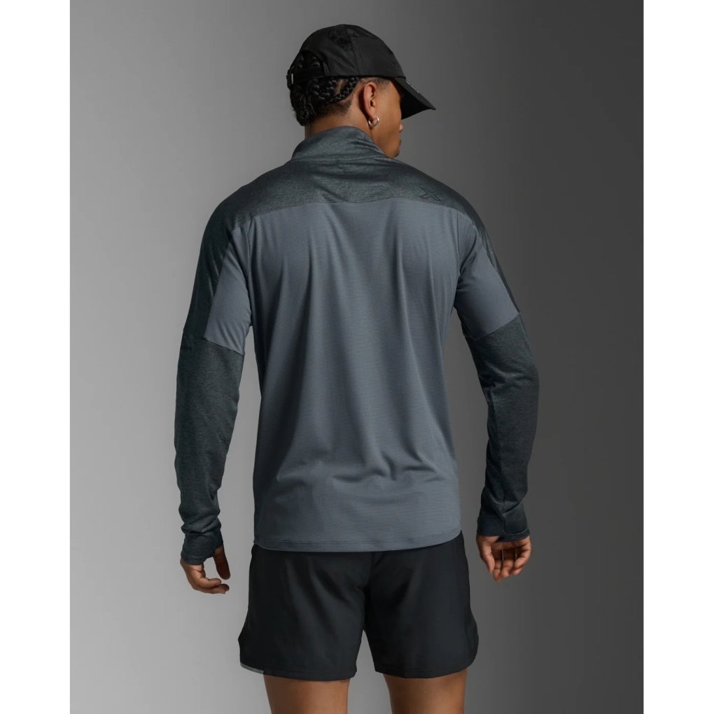 2XU Aero 1/2 Zip Longsleeve Shirt Men - dark sage/black reflective