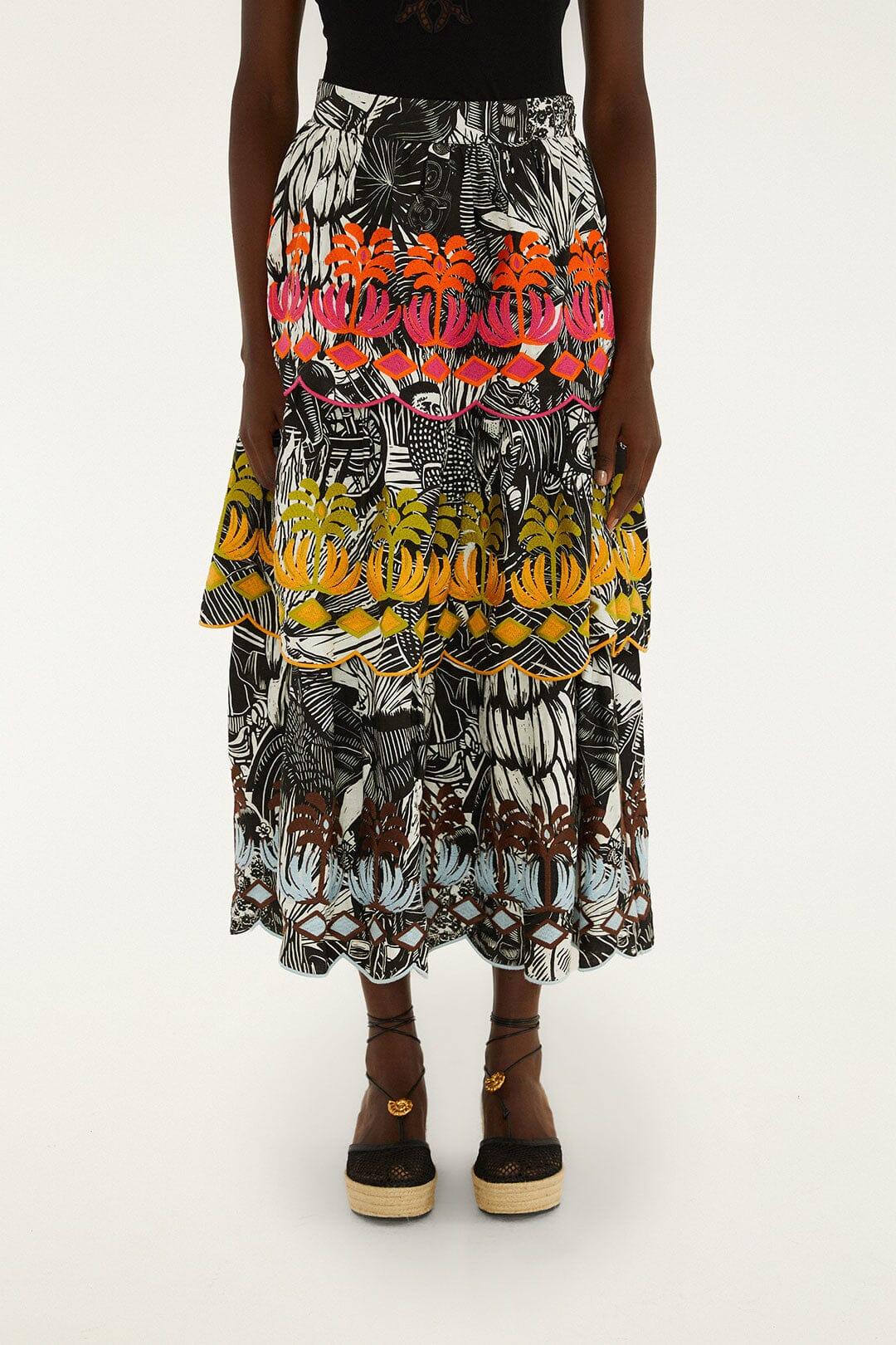 Black Ruta Layered Maxi Skirt