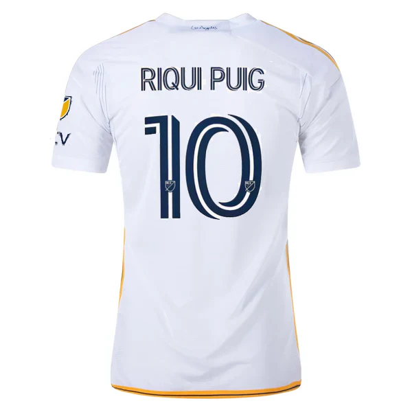 LA Galaxy Riqui Puig Home Jersey w/ MLS + Apple TV Patches 24/25 (White/Yellow/Navy)