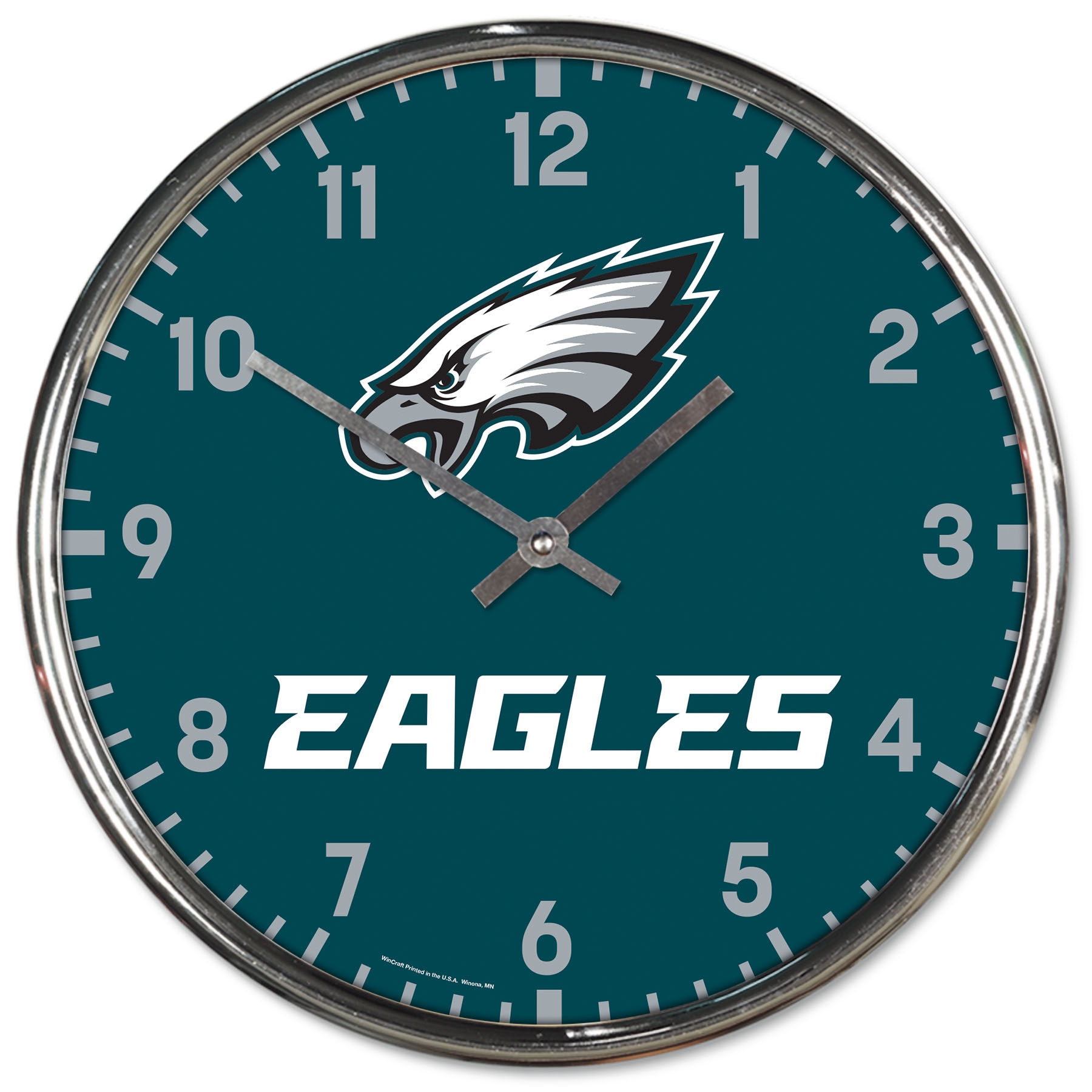 Philadelphia Eagles Chrome NFL Team Design Wall Clock