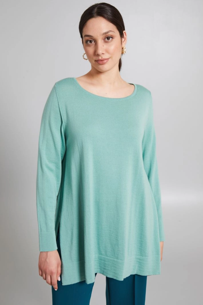 Slit-detailed sweater - MINT GREEN