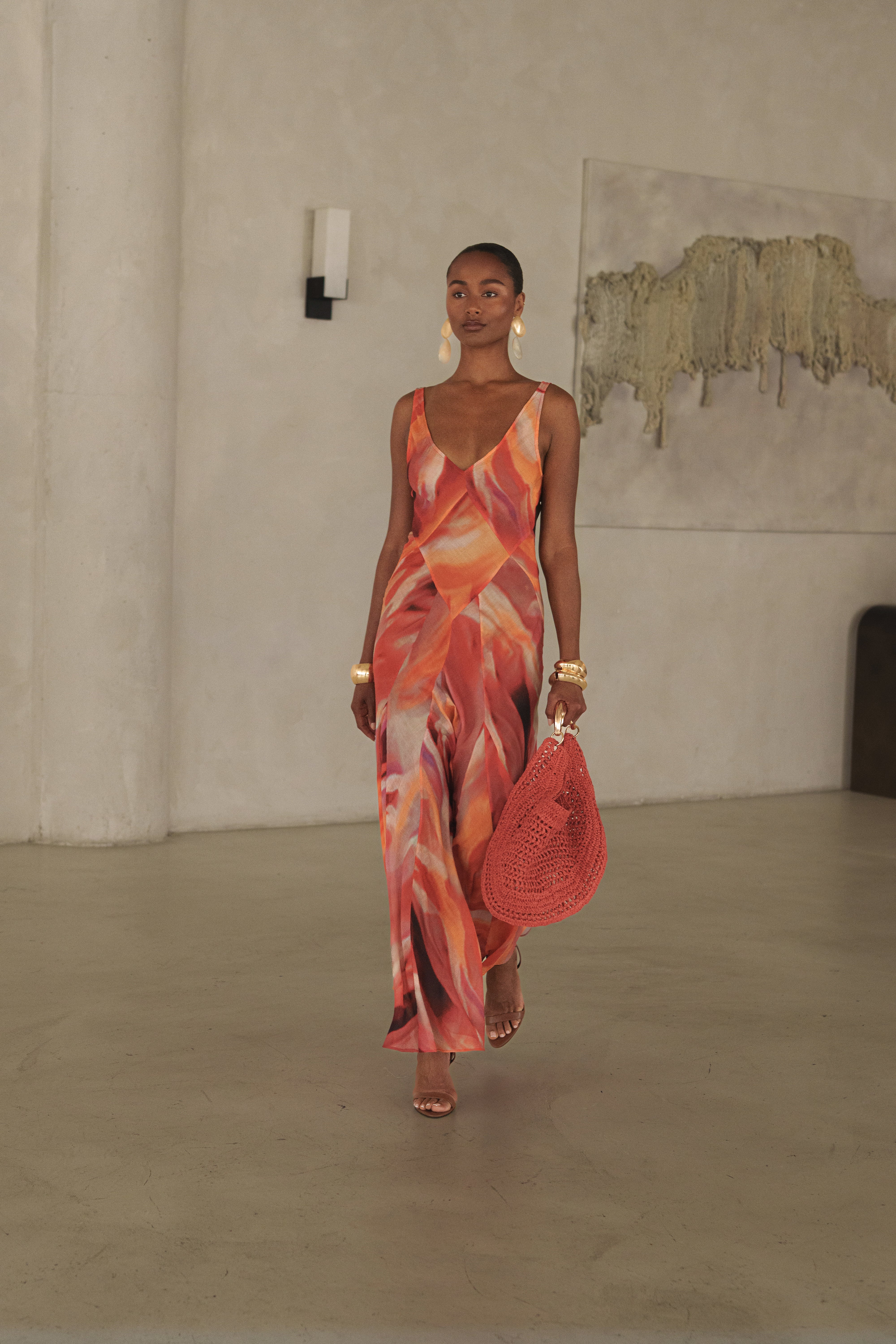 Red Prism Tide Maxi Dress