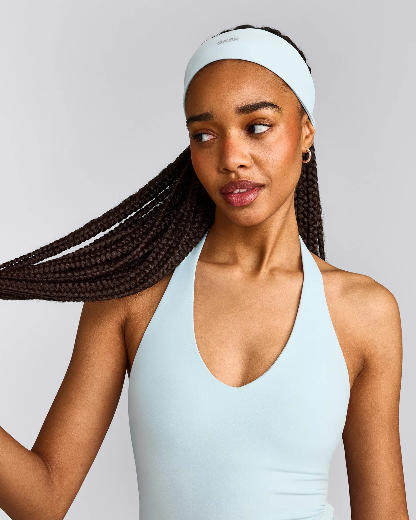 SoftMotion™ Headband with Grey Logo | Cloud Blue