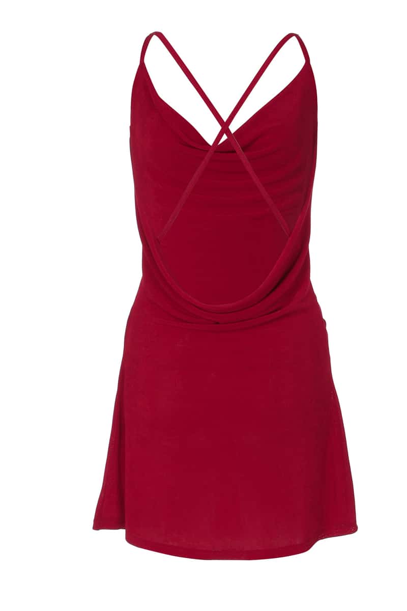 Red Cowl Neck Tight Mini Dress
