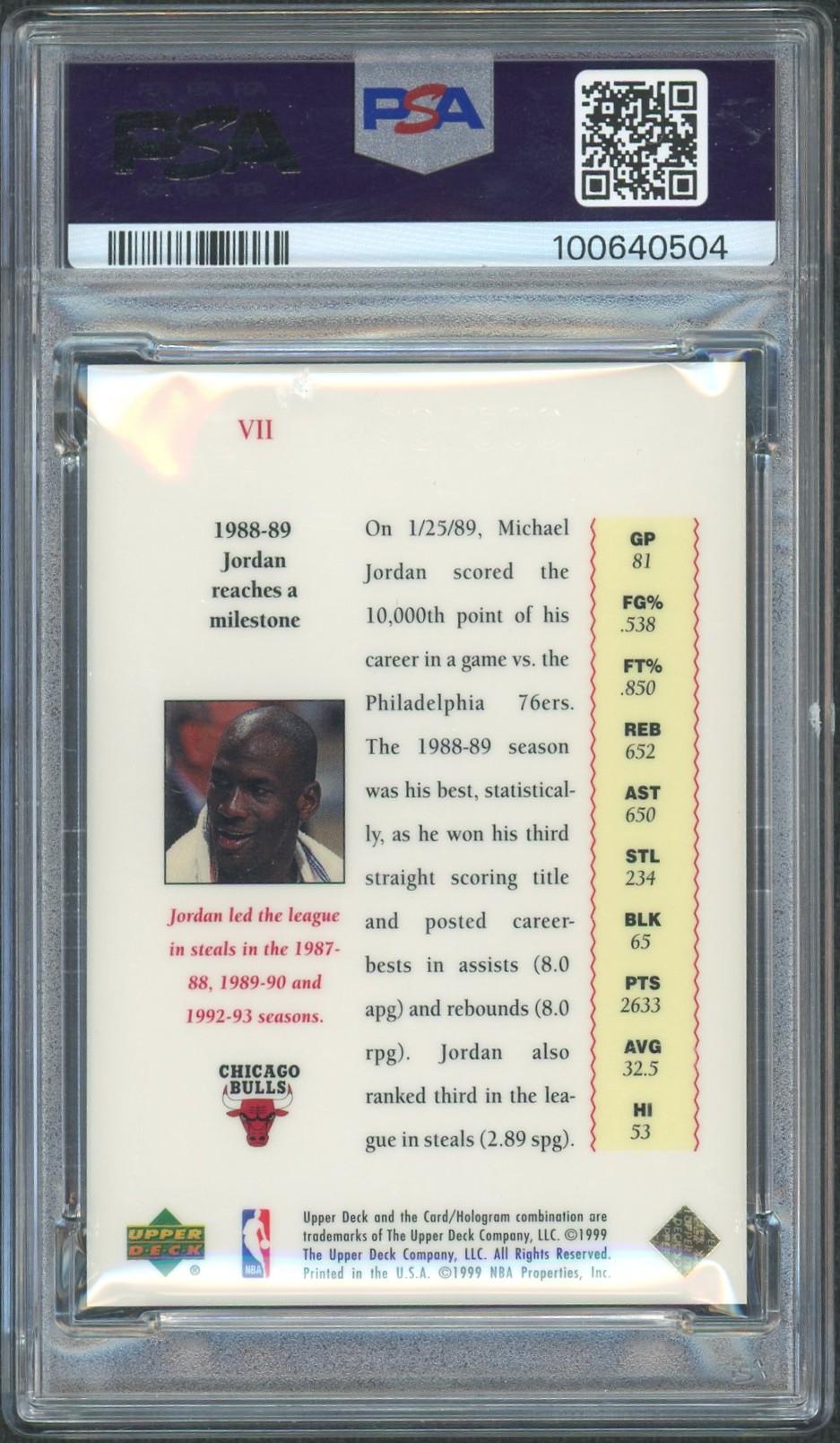 1999 UD Master Collection Michael Jordan #VII /500 PSA 9