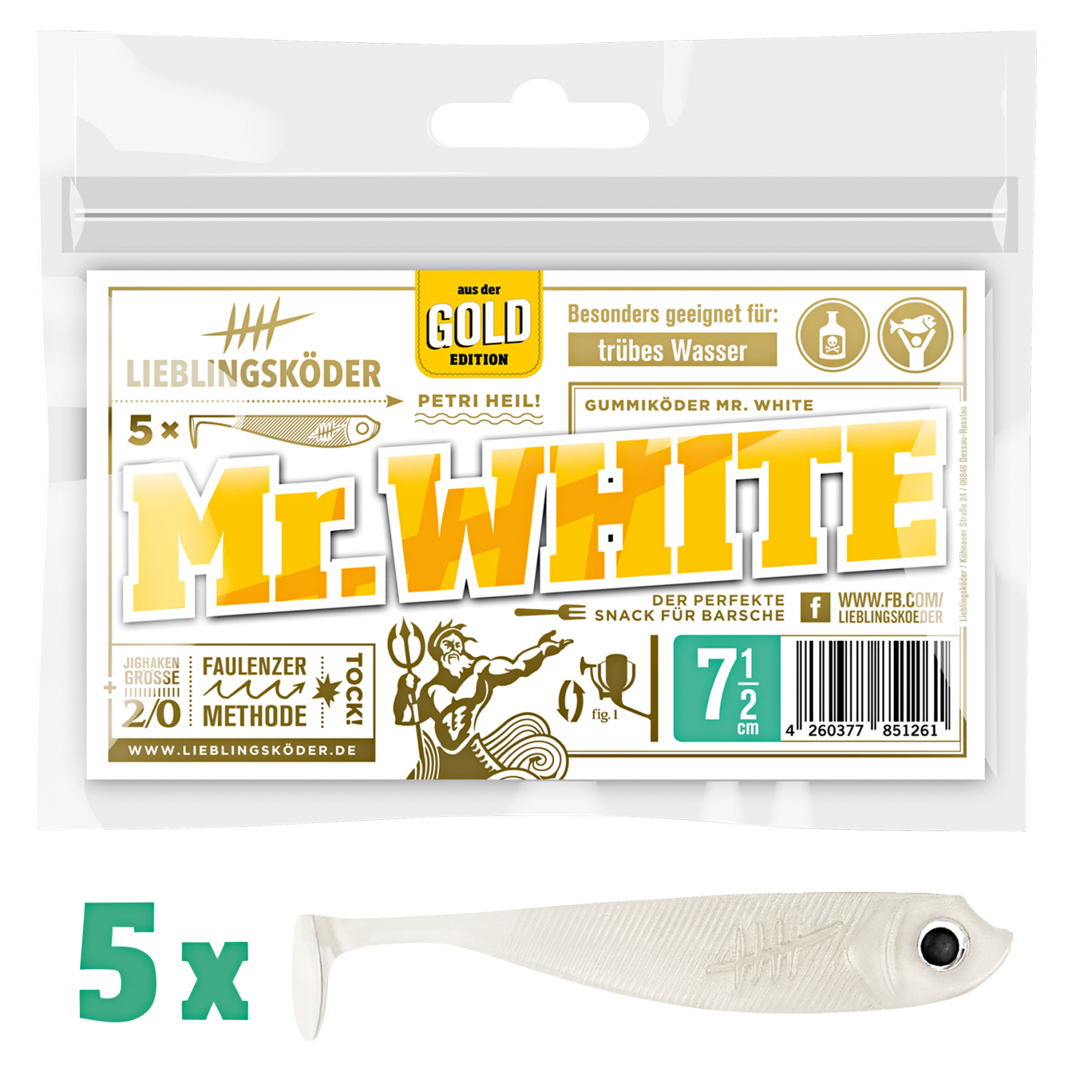 Lieblingsköder Shad Perch Bait (7.5 cm, Mr. White)