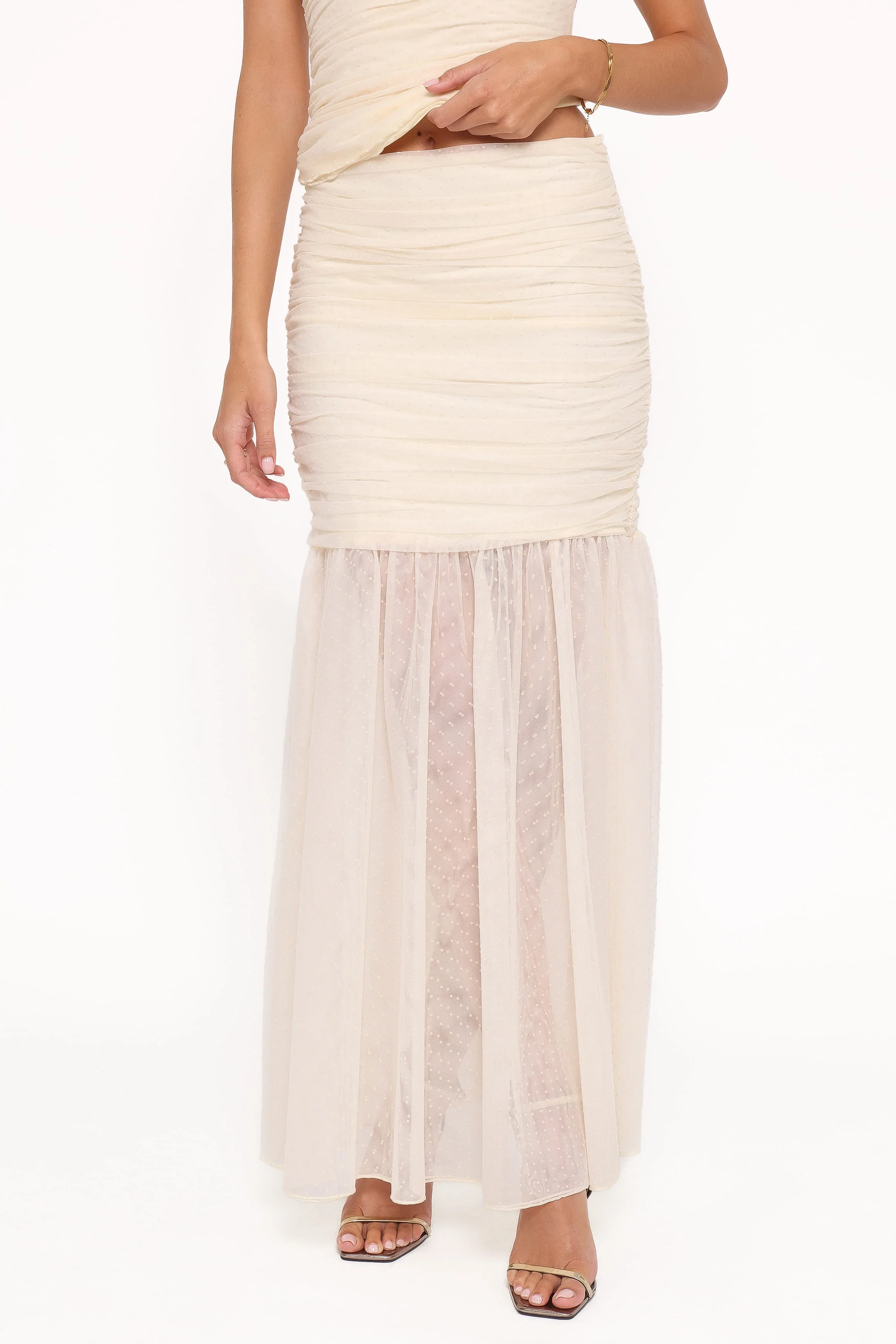 Susan Mesh Drop Waist Skirt - Yellow
