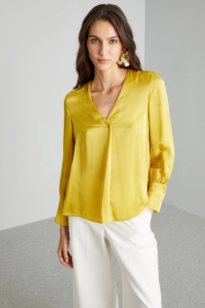 Hammered satin blouse - MUSTARD
