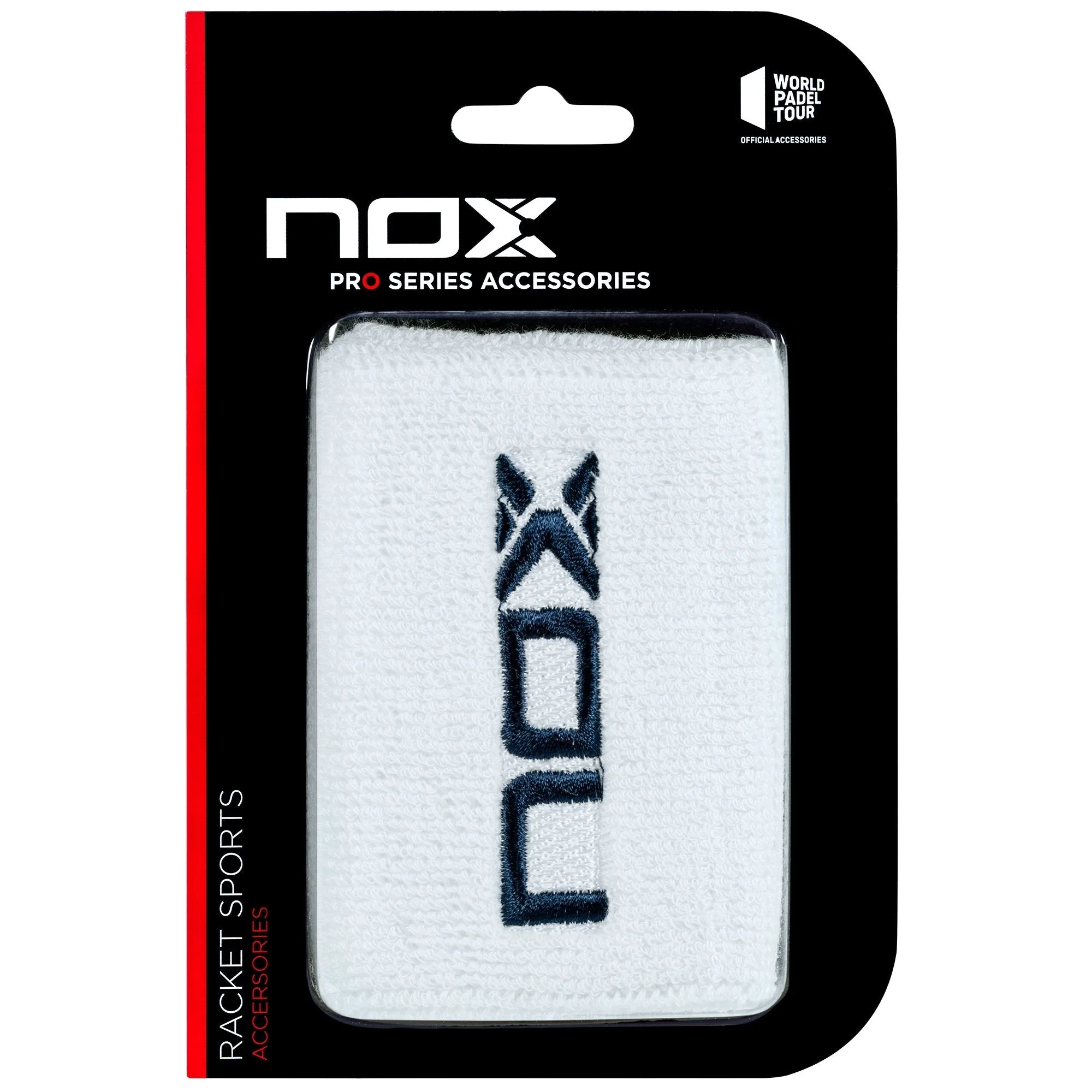 Bag of 6 pairs - NOX sports wristbands in white/navy blue