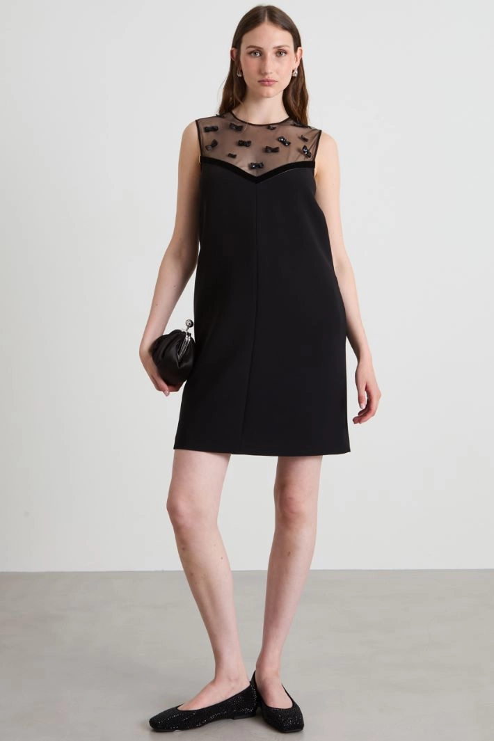 A-line cady dress - BLACK