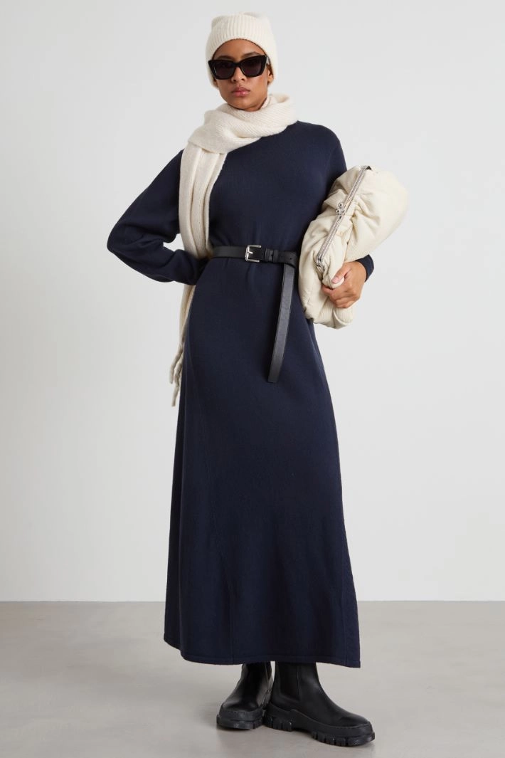 Knit long dress - NIGHT BLUE