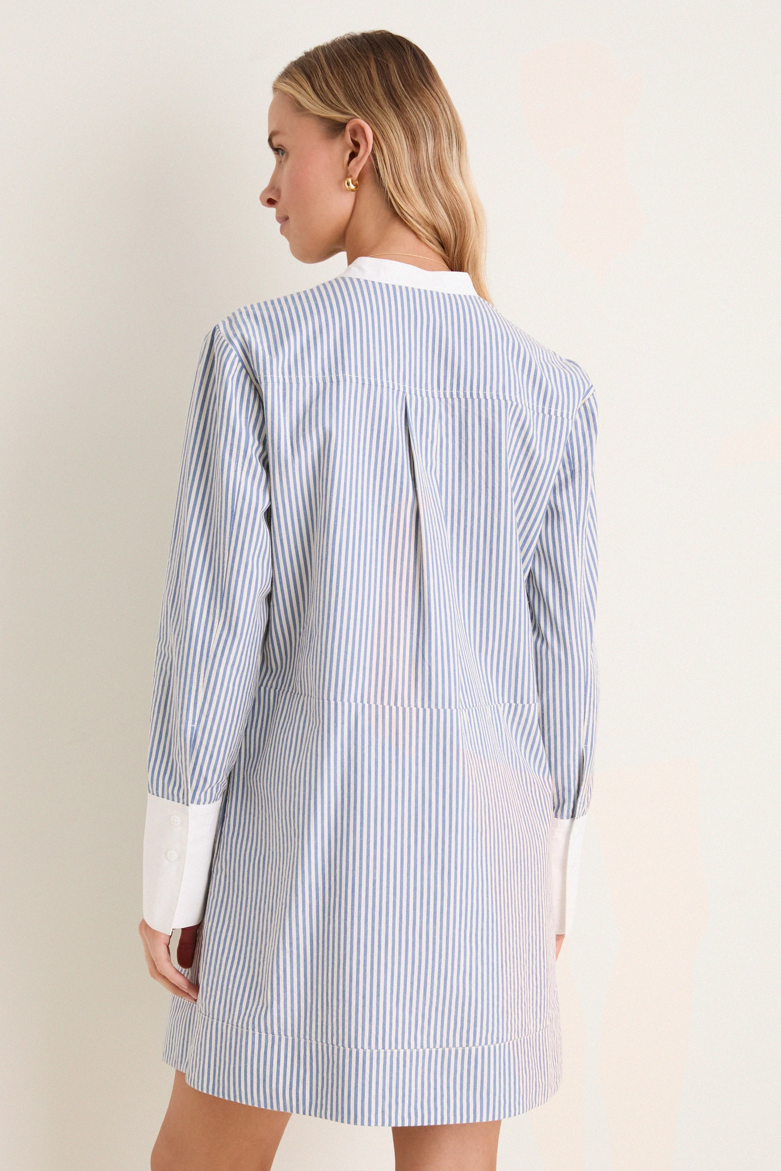 Blue Stripe Seersucker Rohan Shirt Dress