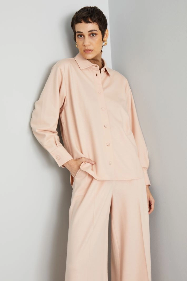 Wool shirt jacket - PASTEL PINK