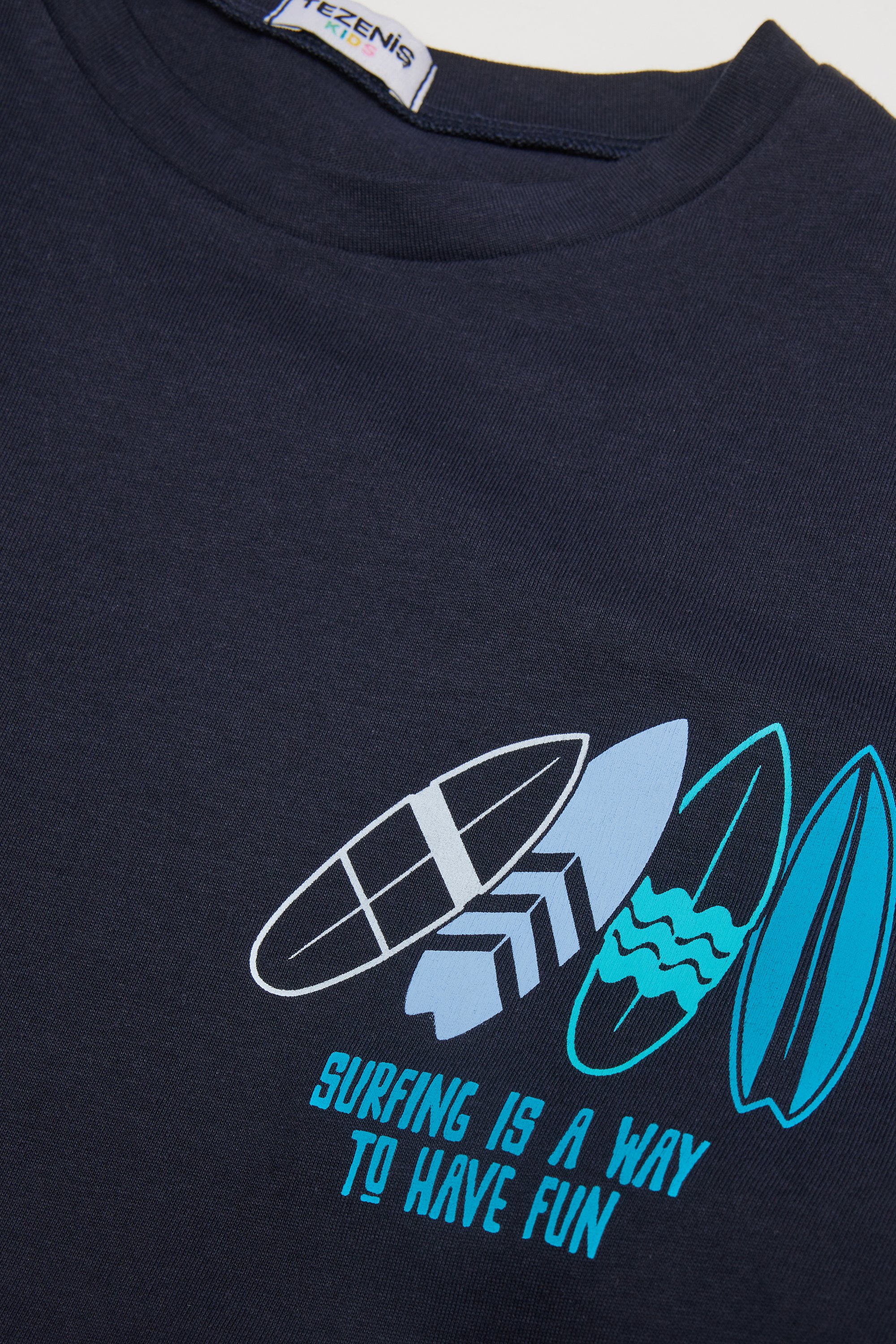 Round-Neck Printed Cotton Top