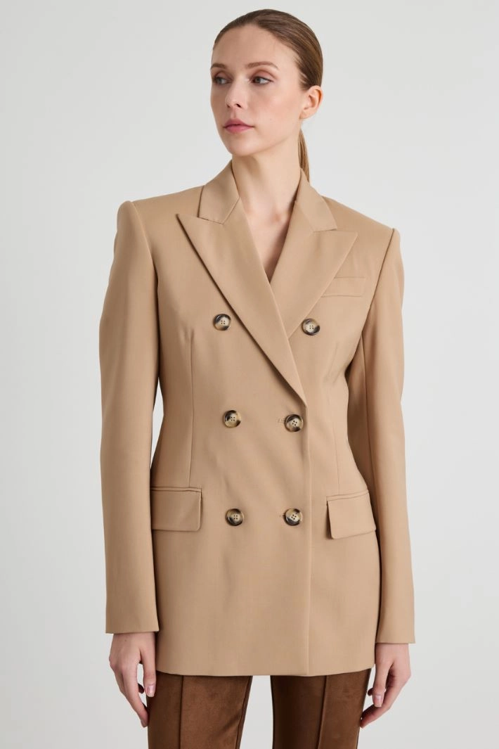 Fitted wool blazer - CAMEL