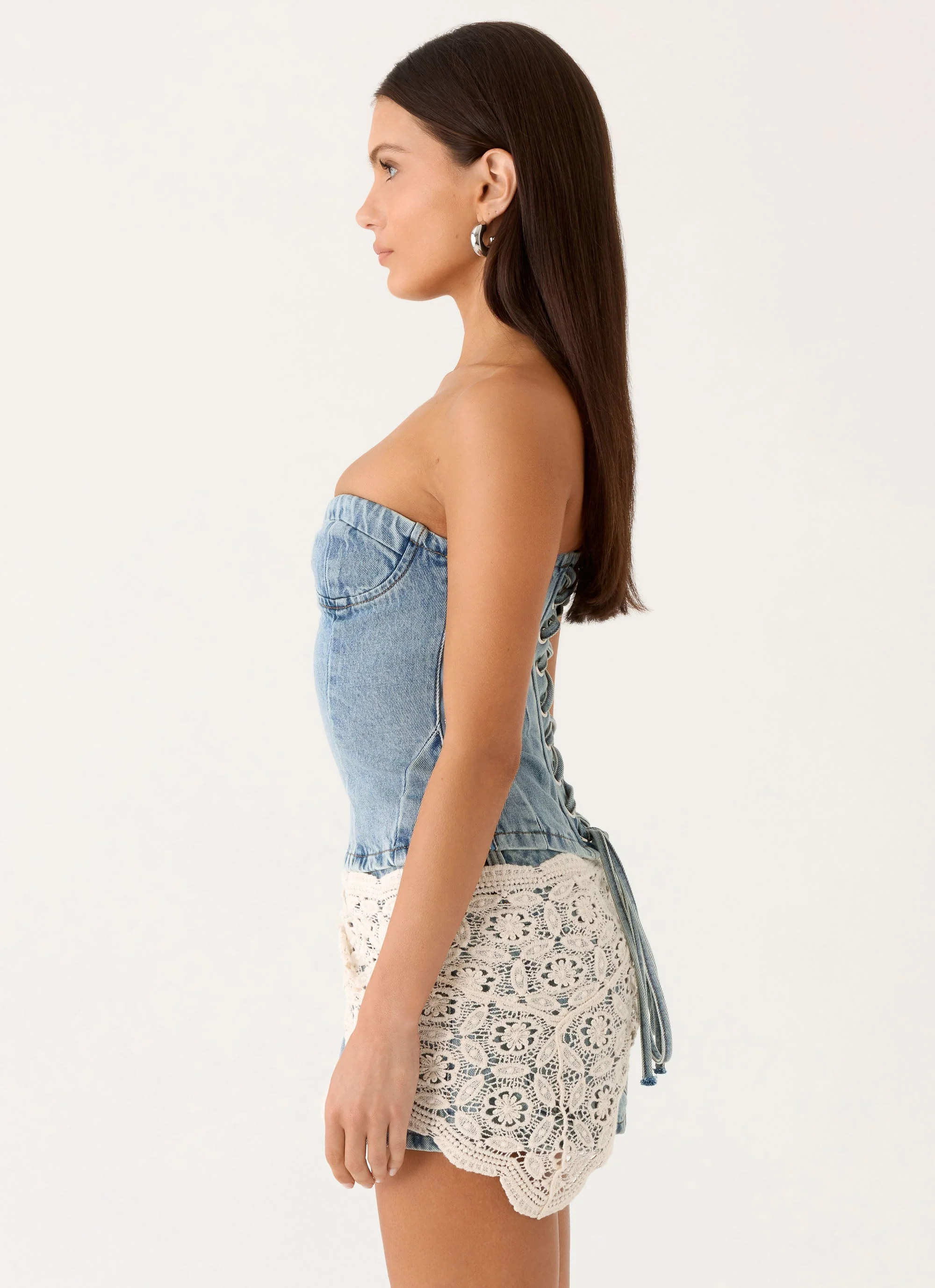 Vianna Denim Bustier Top - True Denim