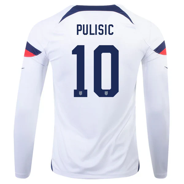 United States Christian Pulisic Home Long Sleeve Jersey 22/23 (White/Loyal Blue)