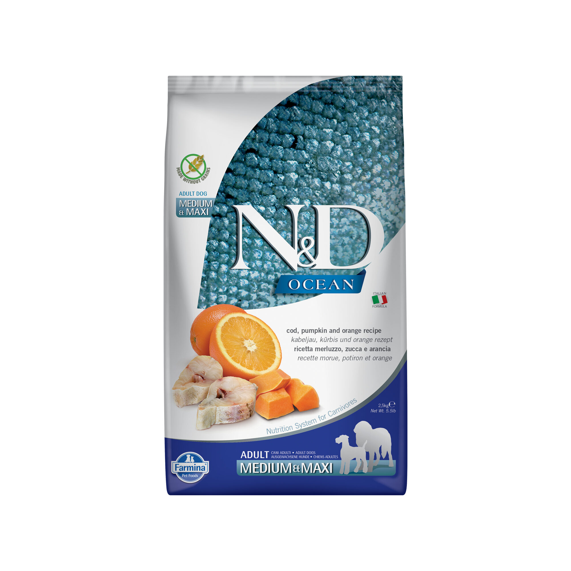 Farmina N&D Ocean Cod and Orange Adult Dog Medium & Maxi - 12 kg