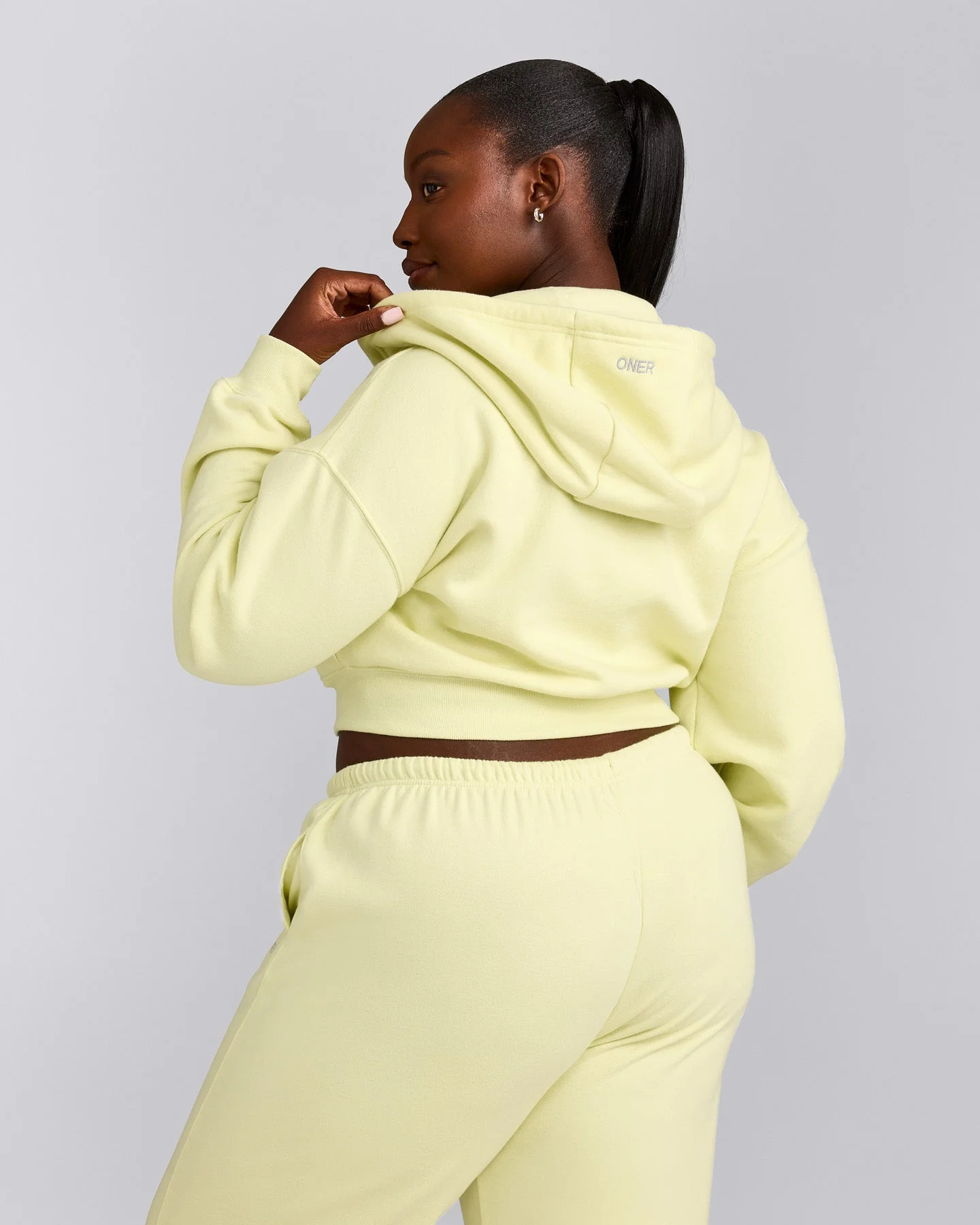 Foundations All Season Cropped Zip Through Hoodie | Pastel Yellow