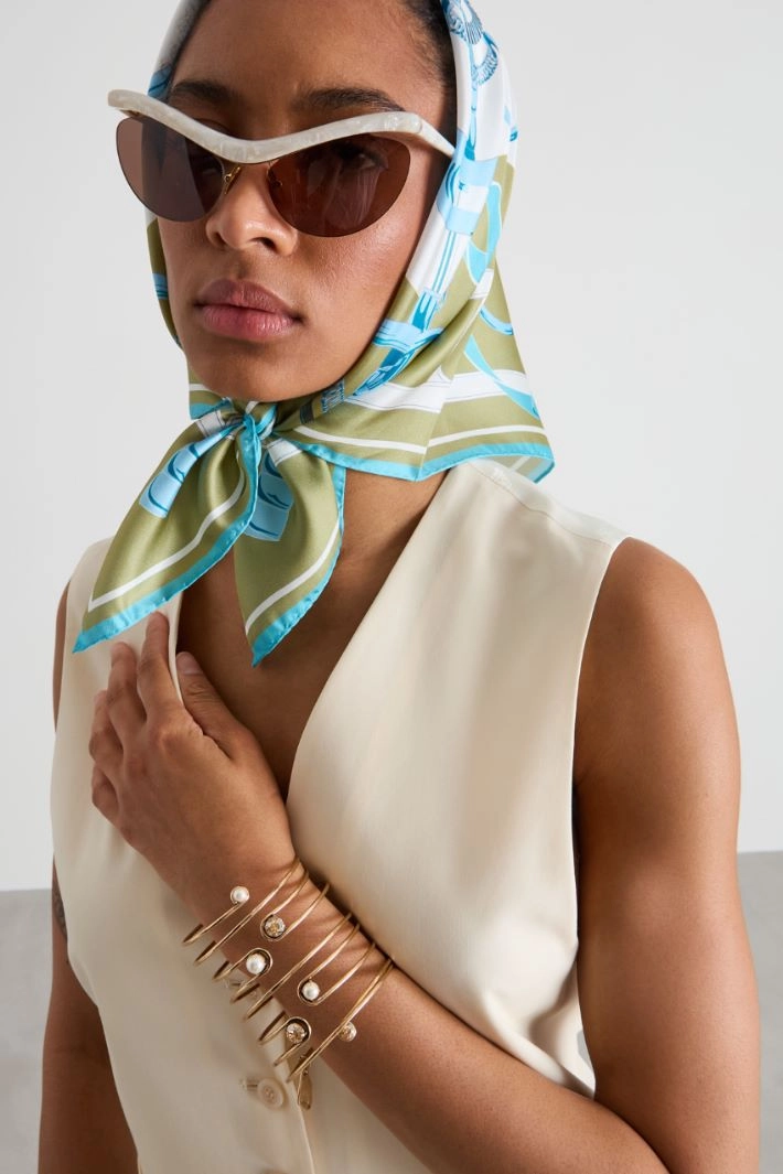 Silk twill scarf - GREEN SAGE