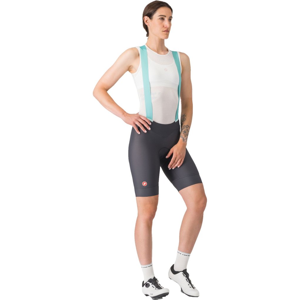 Castelli Prima 2 DT Bibshorts Women - dark grey/pool blue 030