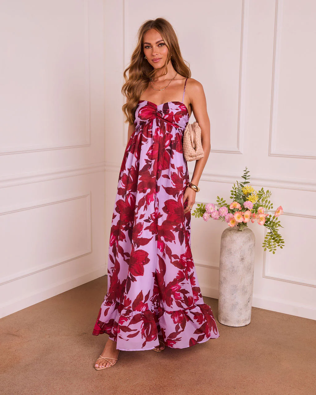 Romantic Aura Floral A Line Maxi Dress