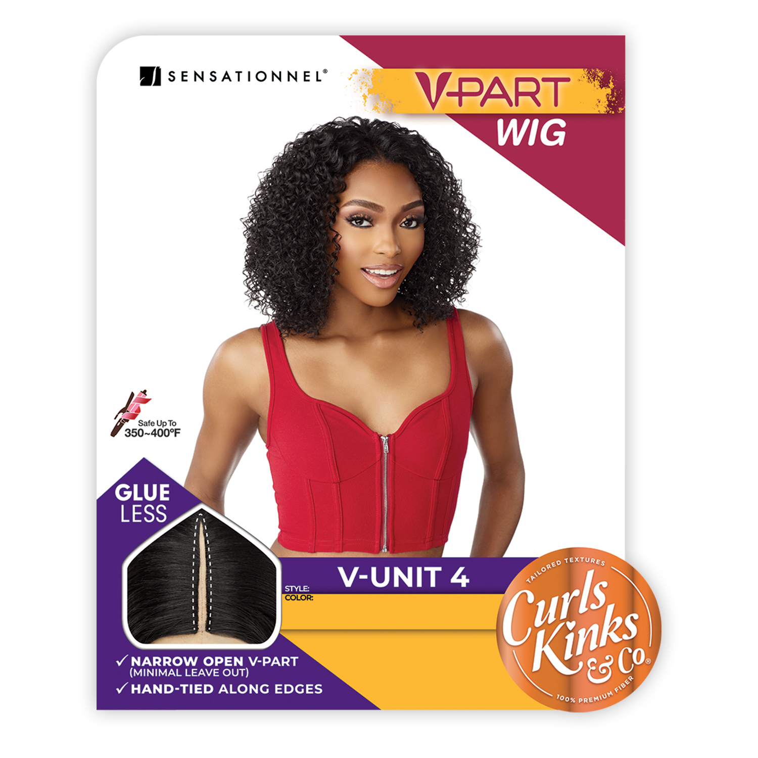 Sensationnel V-Part Wig Curls Kinks N Co Glueless V-Unit 4