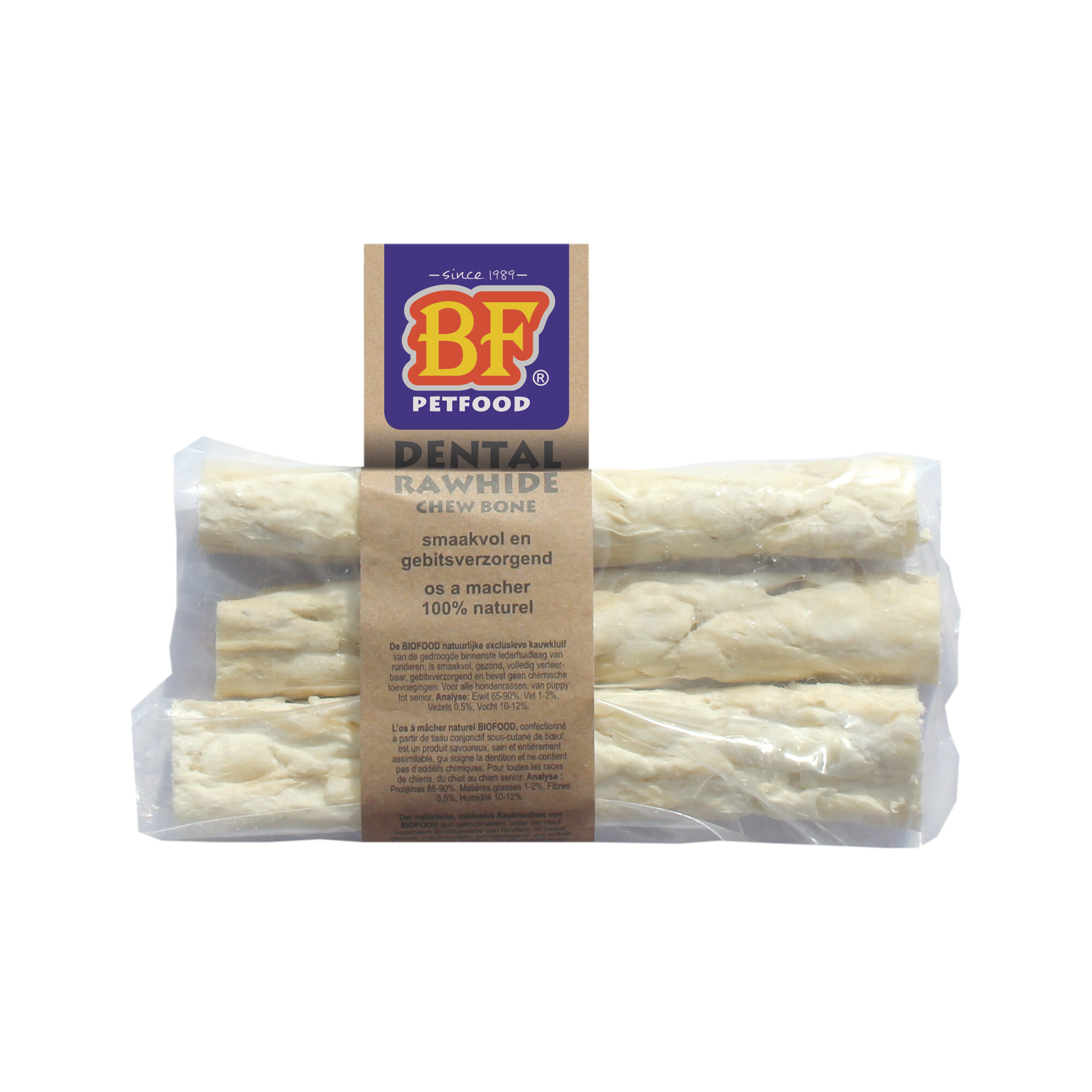 Biofood Chew Bone Rawhide Dental - Roll - Large - 3 x 1 Piece