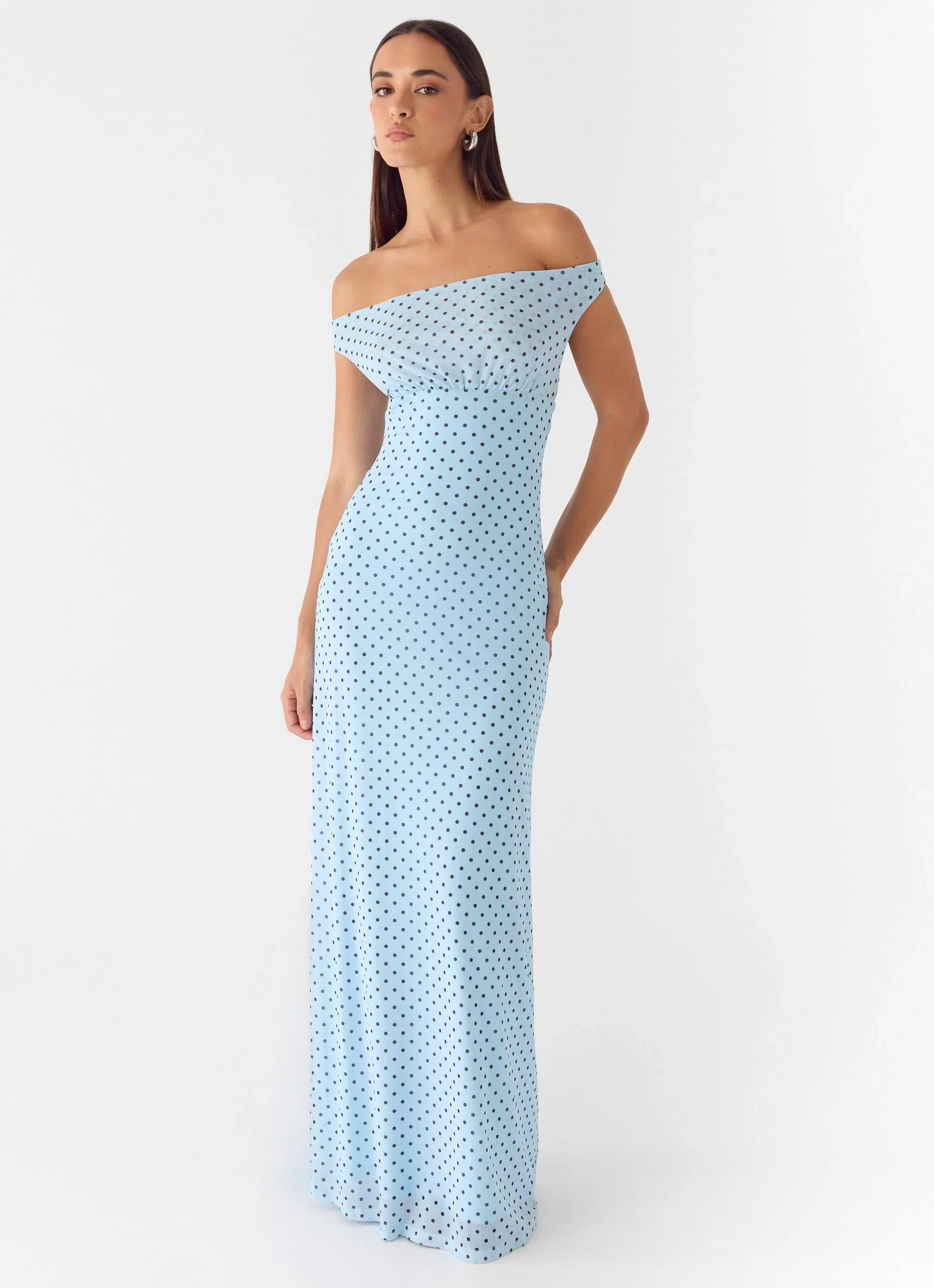 Like Me Now Maxi Dress - Blue Mocha Dot