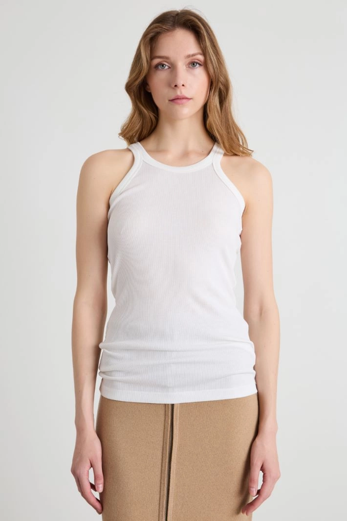 Cotton and silk tank top - WHITE
