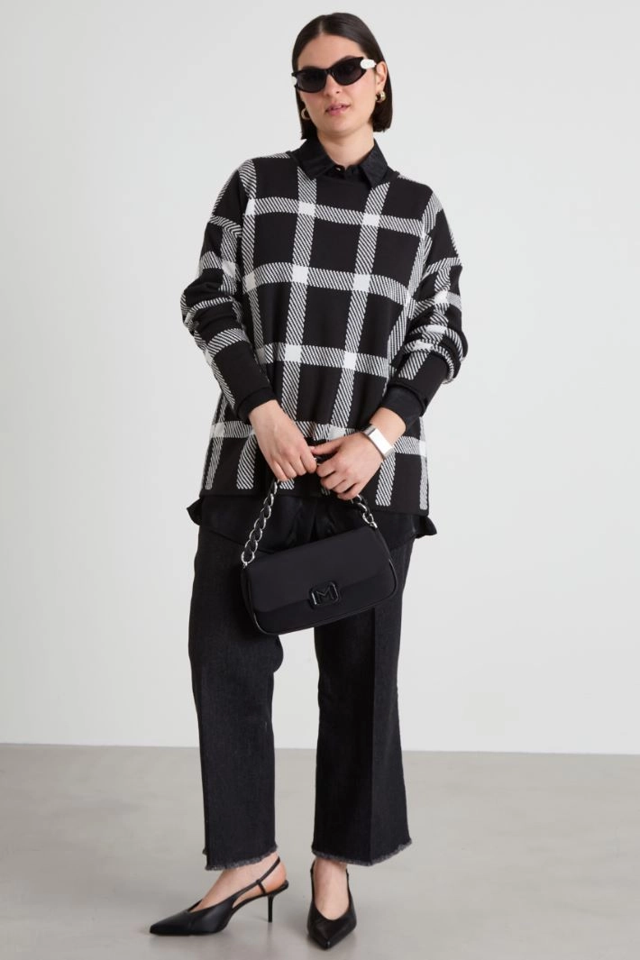 Cotton and viscose blend sweater - BLACK WHITE