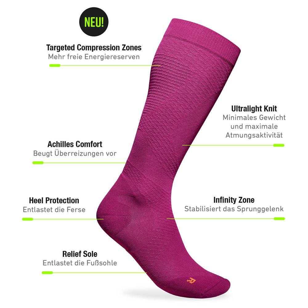 Bauerfeind Run Ultralight Compression Socks Women - berry - L (41-46 cm)