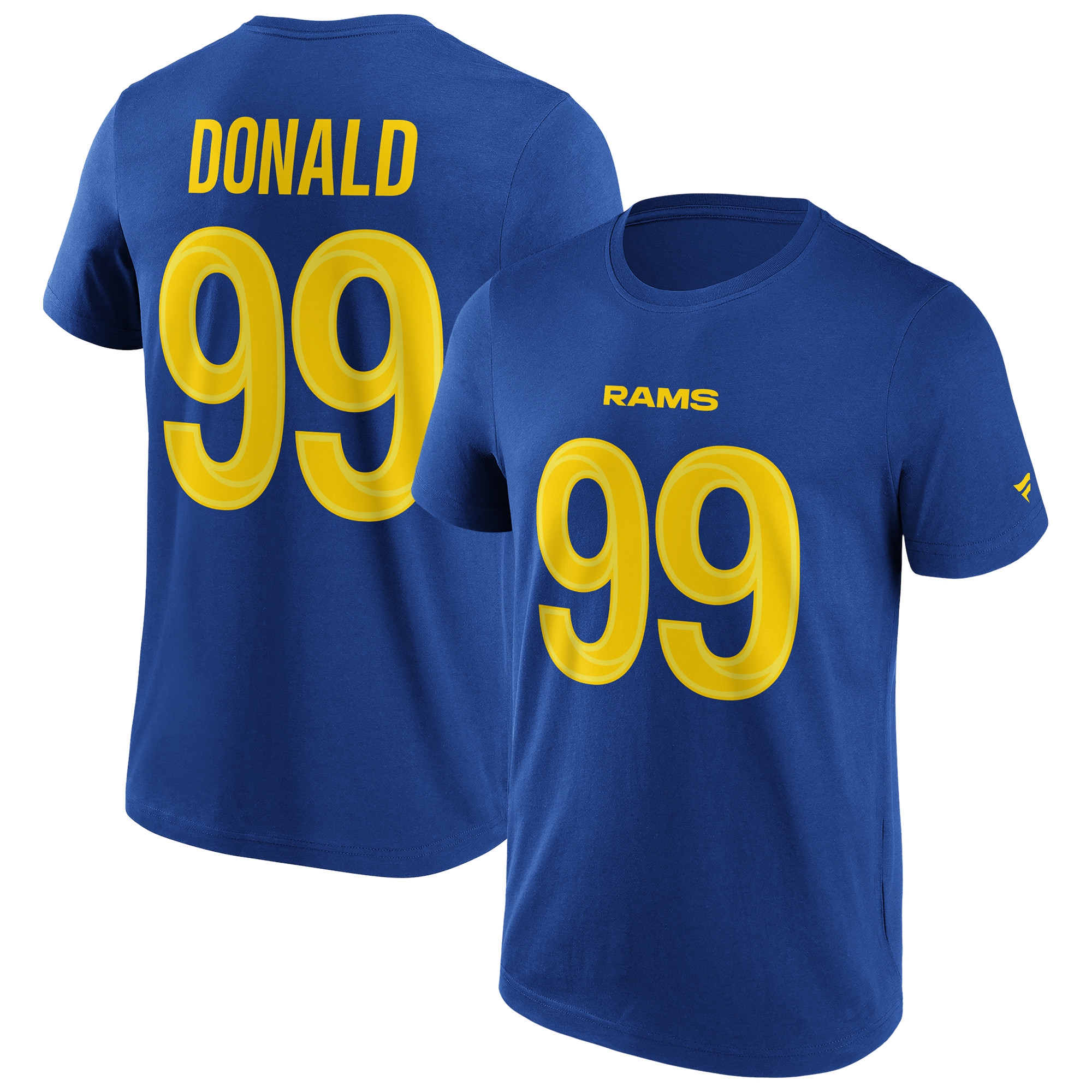 Aaron Donald #99 Los Angeles Rams Iconic Player NFL T-Shirt Blue