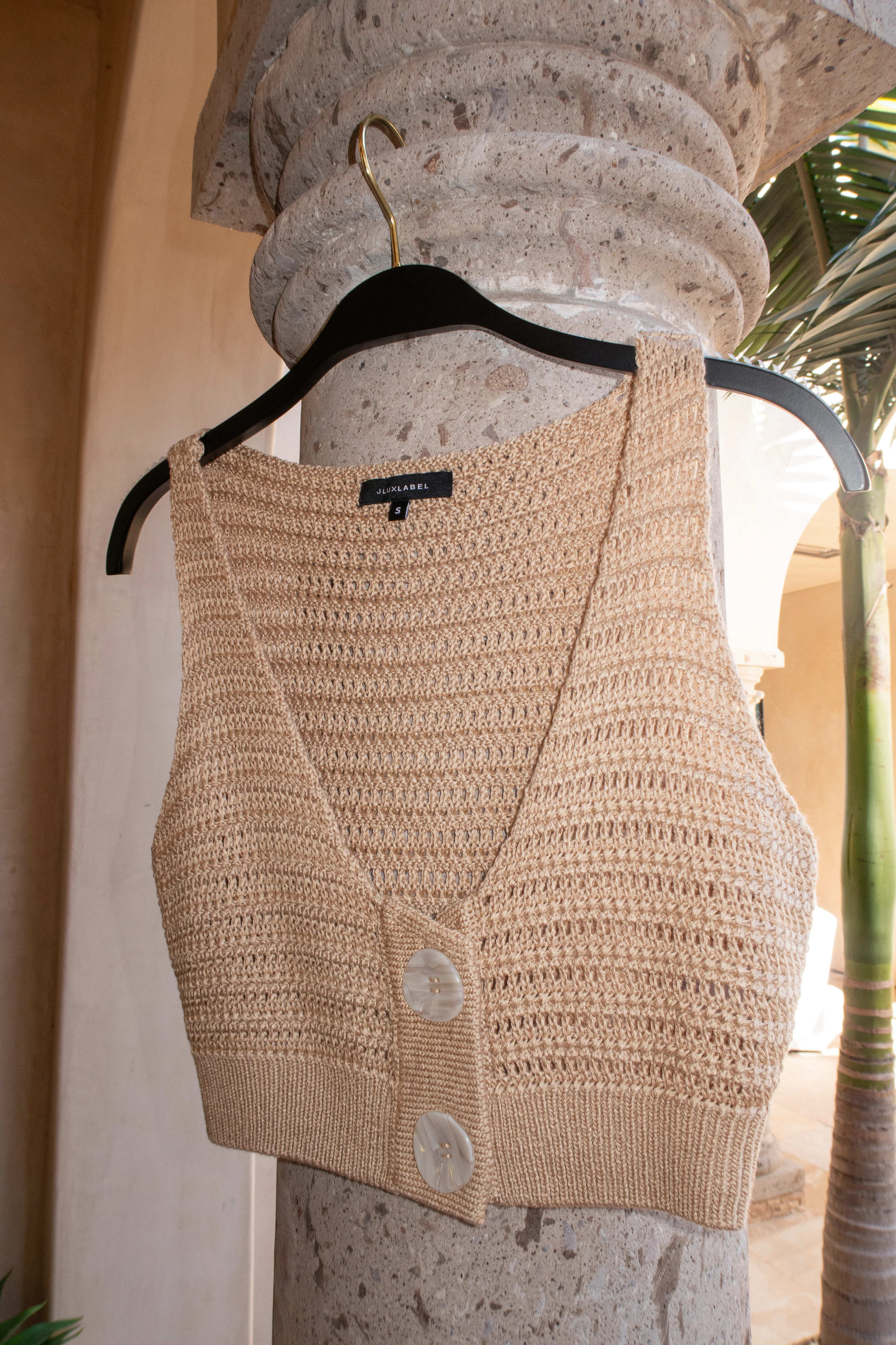 Beige Salmah Crochet Top