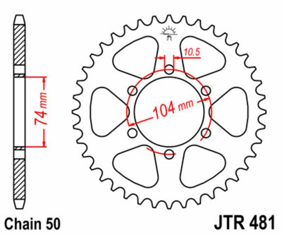 Couronne JT. acier standard 481 - 530Ref : JTC00105A / 1075060002