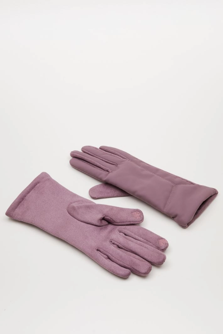Waxed effect gloves - MAUVE