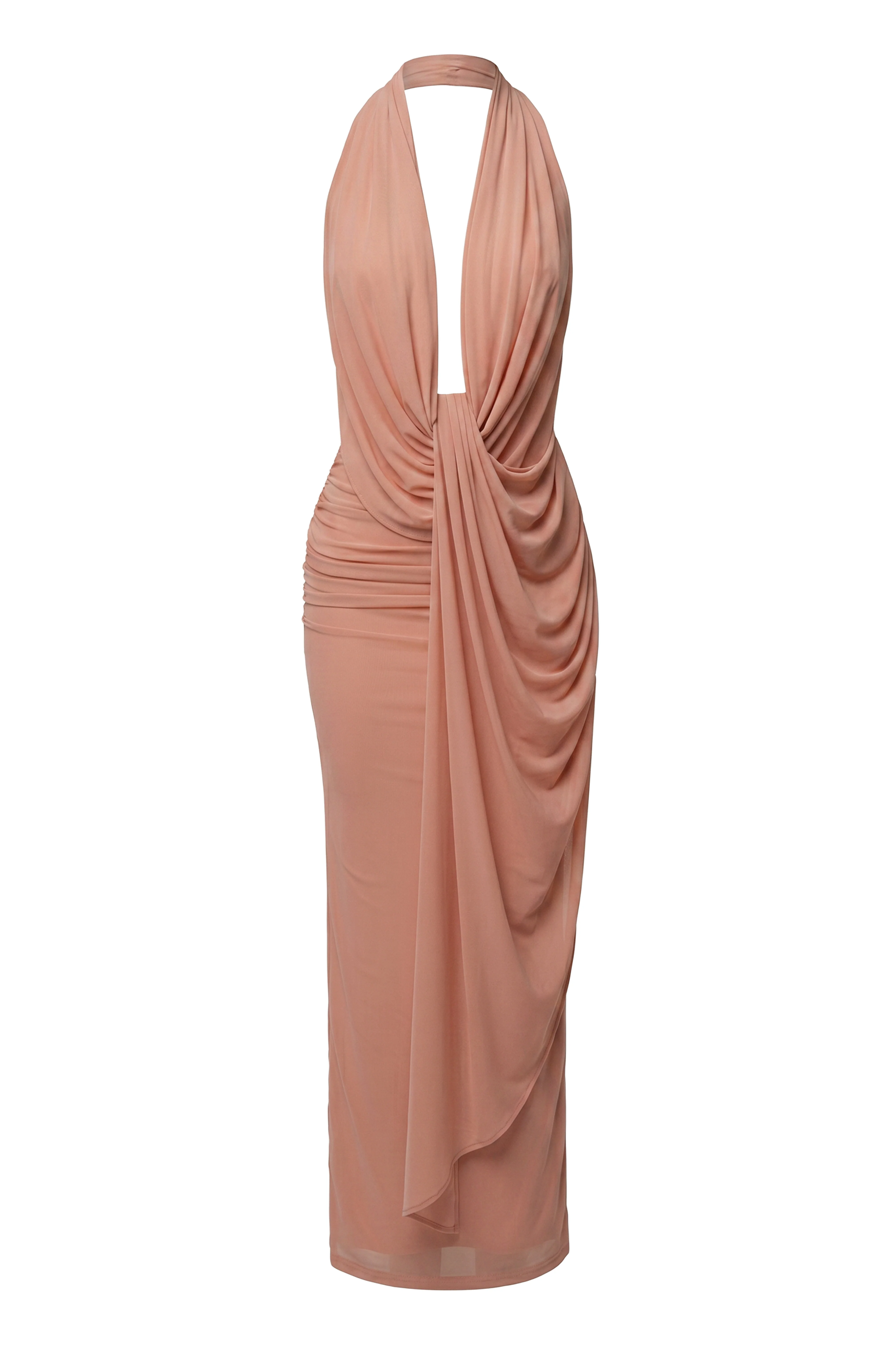 Peach Alaina Plunge Maxi Dress