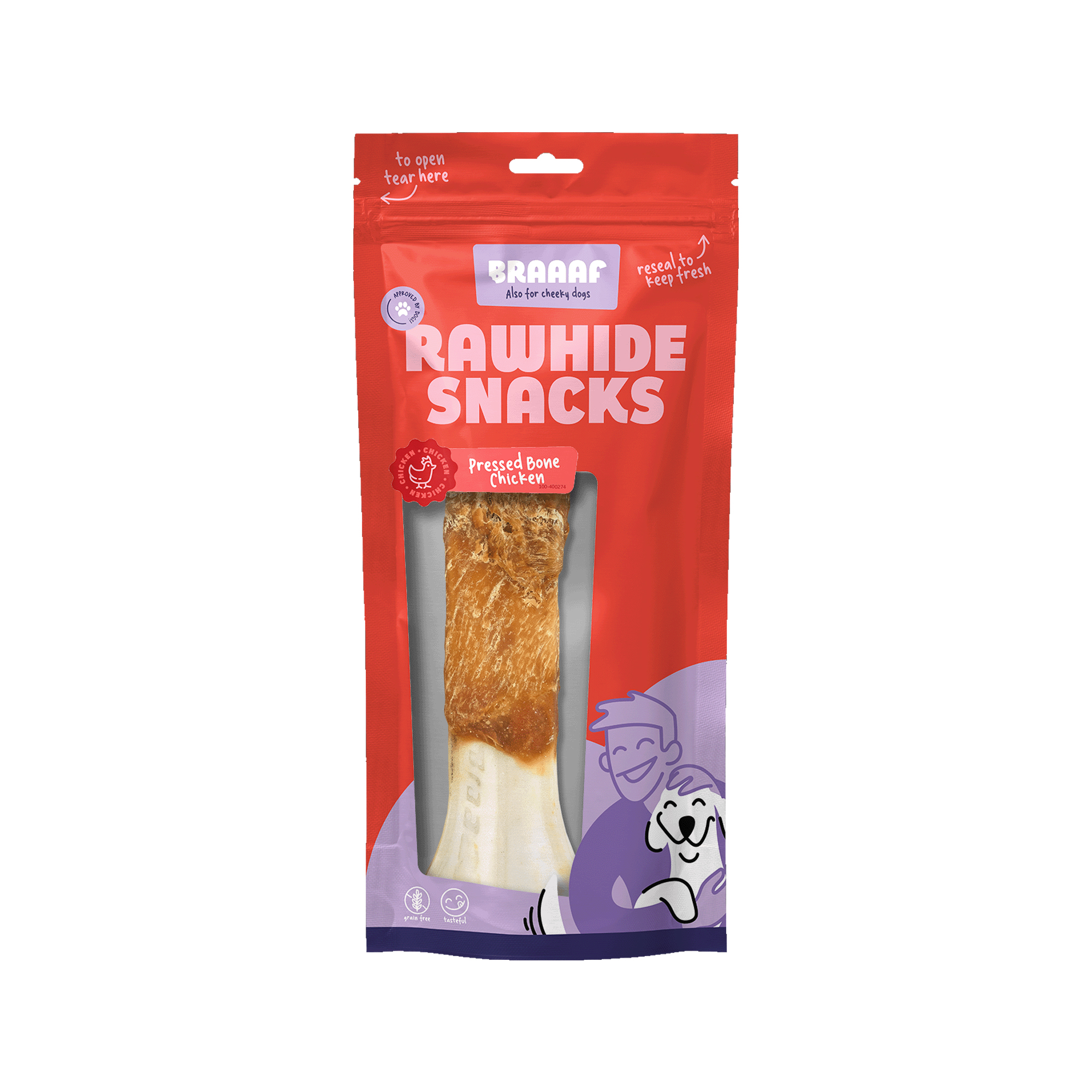 Braaaf Pressed Bone with Meat - Chicken - 2 x 12.5cm (130g)