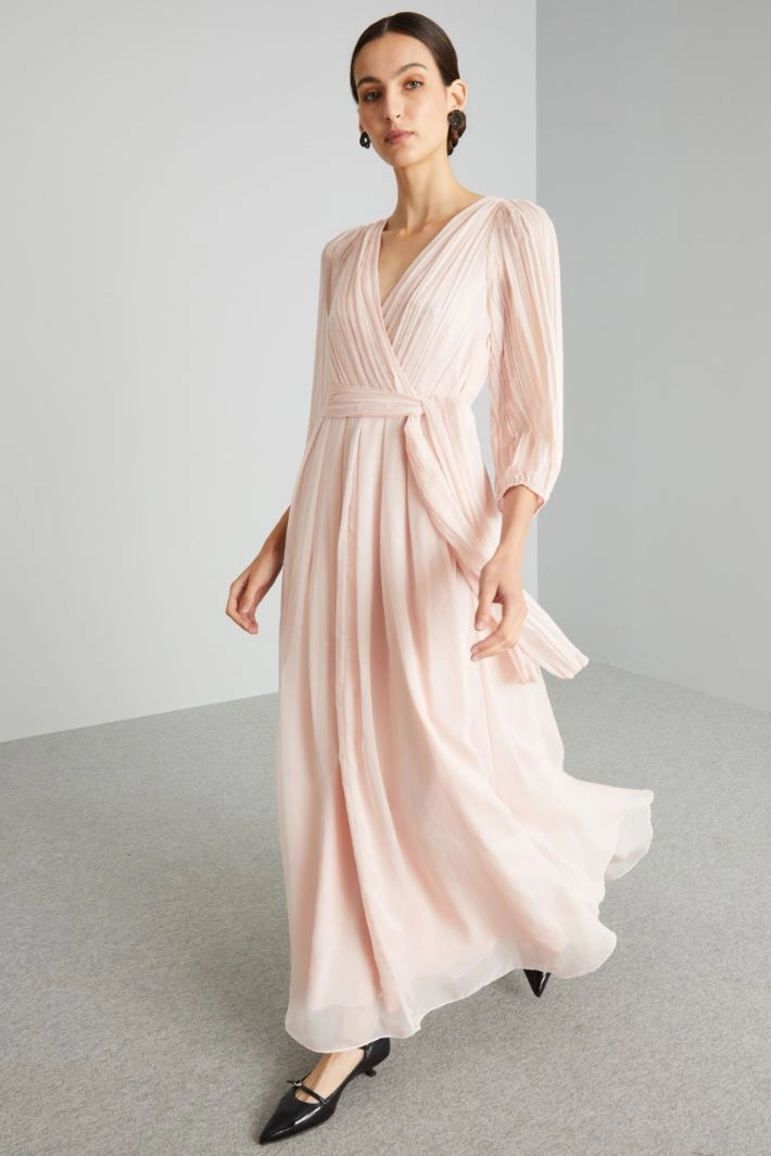 Long chiffon dress - POWDER PINK