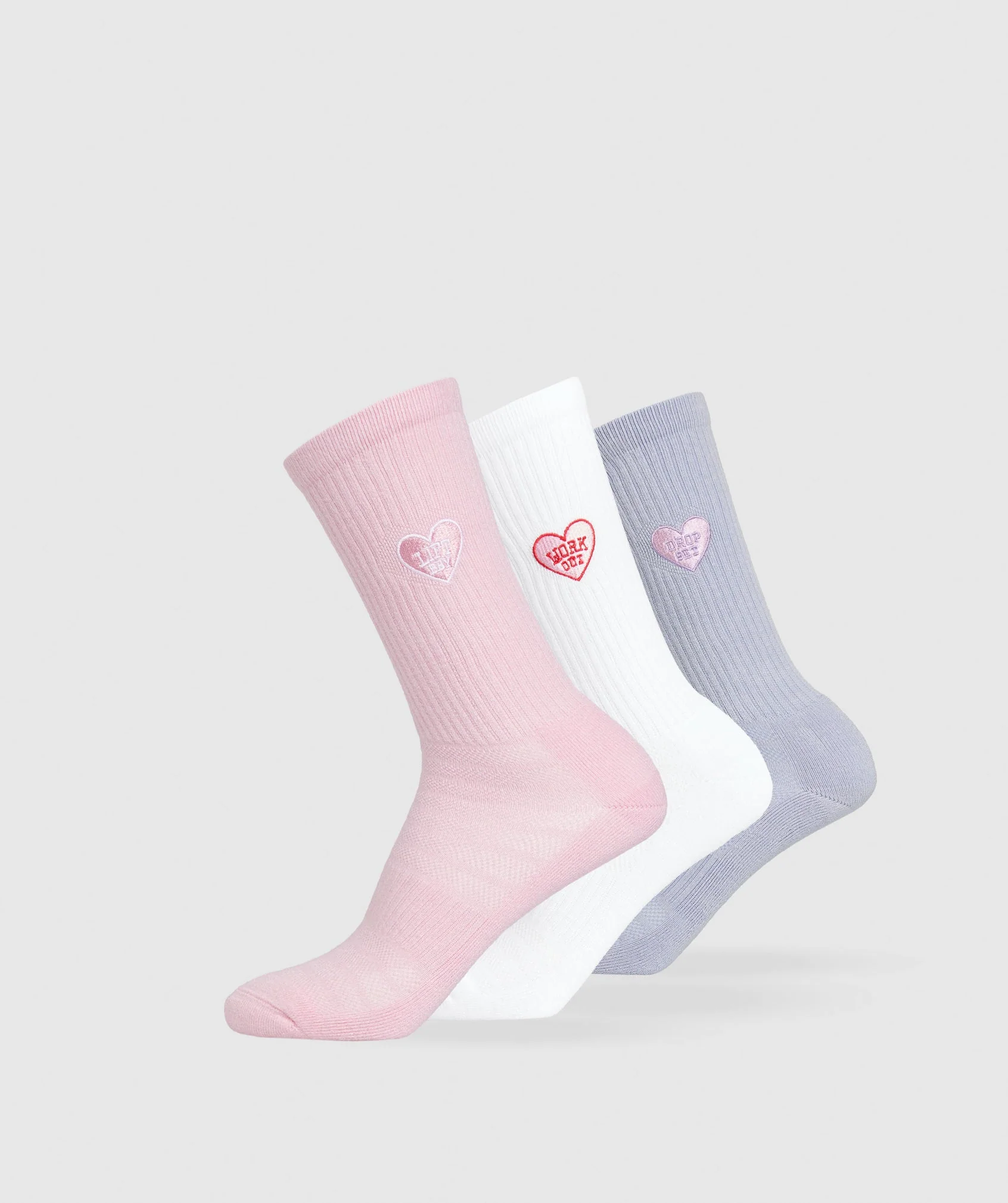 GFX 3pk Crew Socks White/Silver Lilac/Dolly Pink