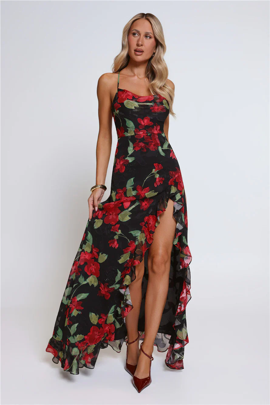 Riviera Sunset Maxi Dress Black