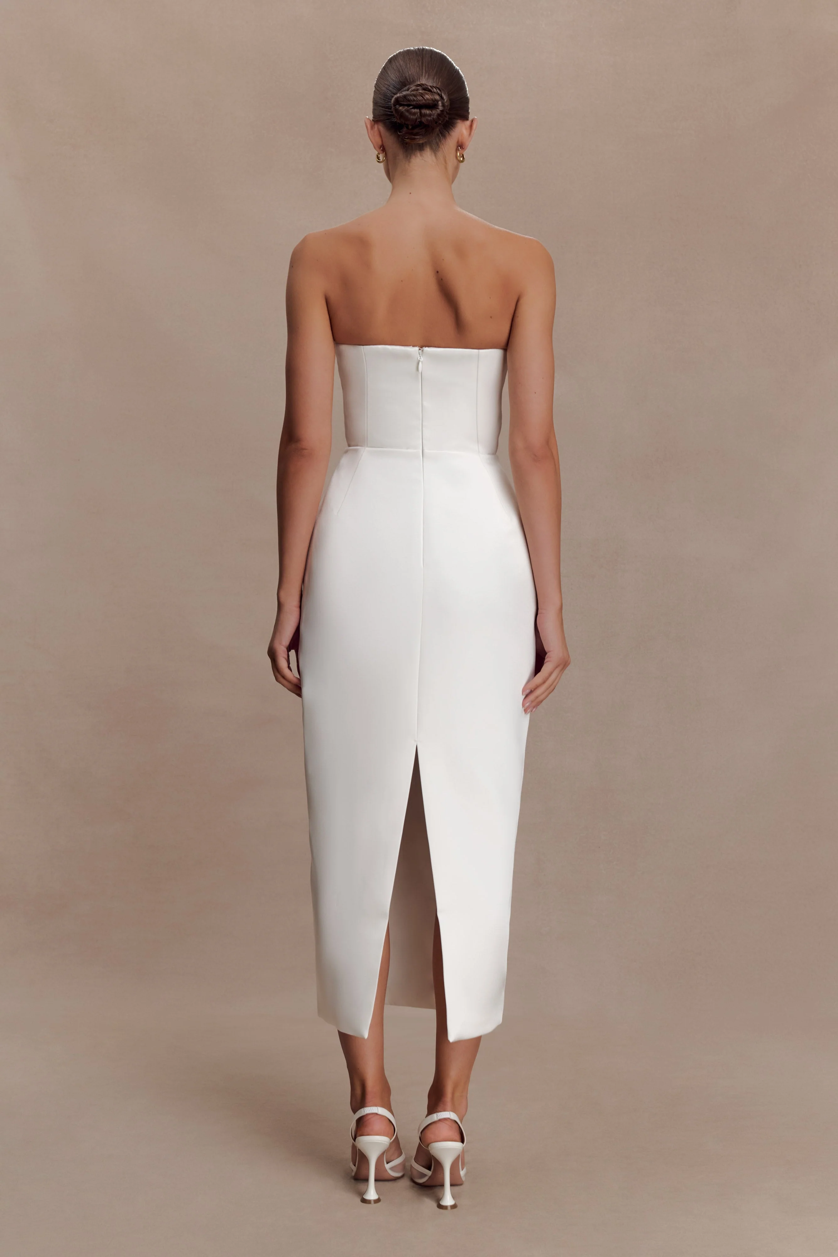Ophelia Peplum Satin Maxi Dress - Ivory