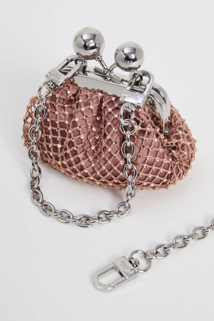 Mini bag in mesh and rhinestones - ANTIQUE PINK