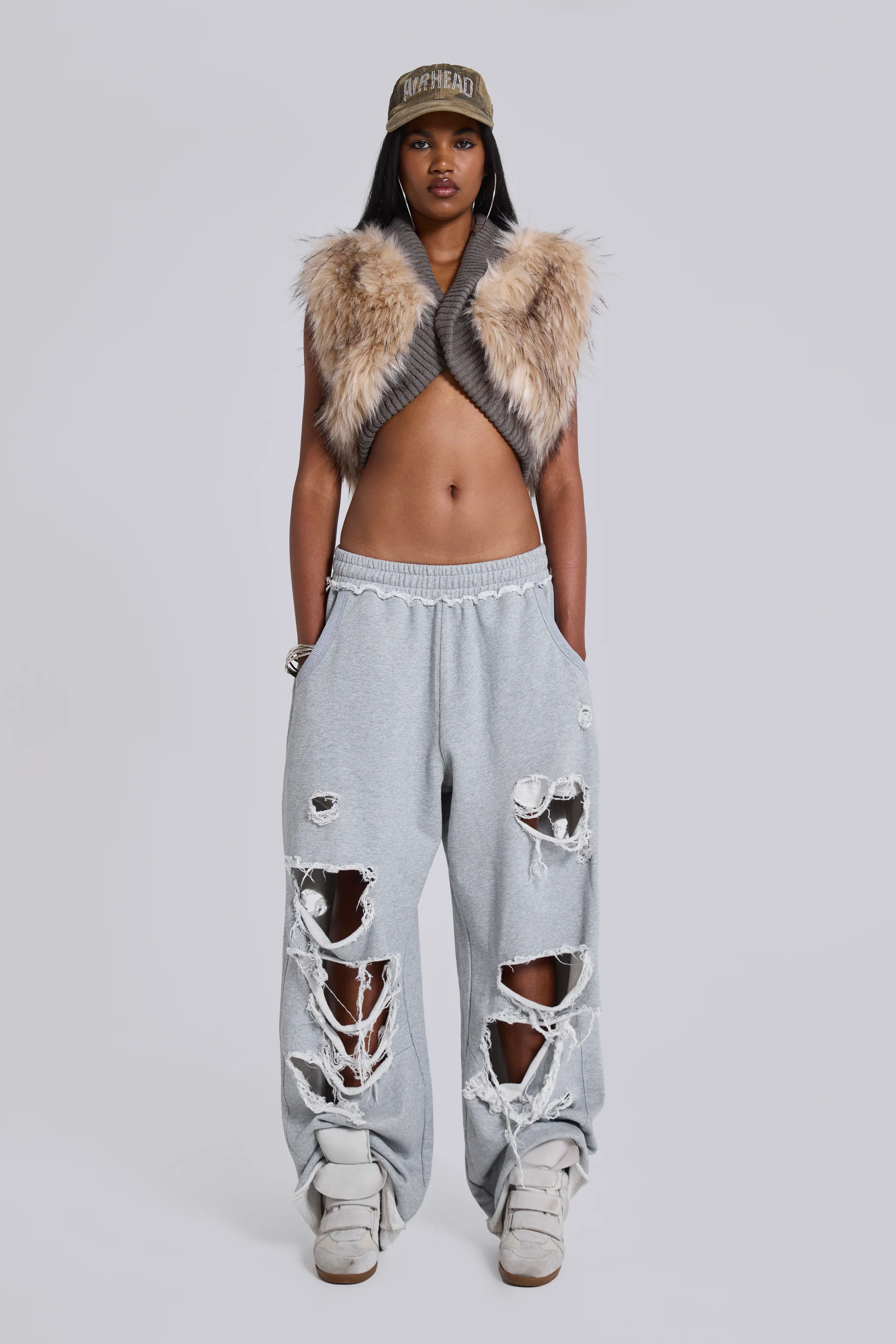 Meka Faux Fur Knit Shrug