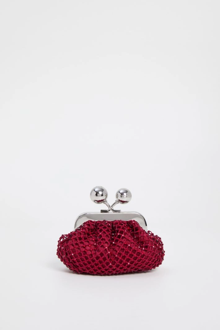 Mini bag in mesh and rhinestones - RUBY RED