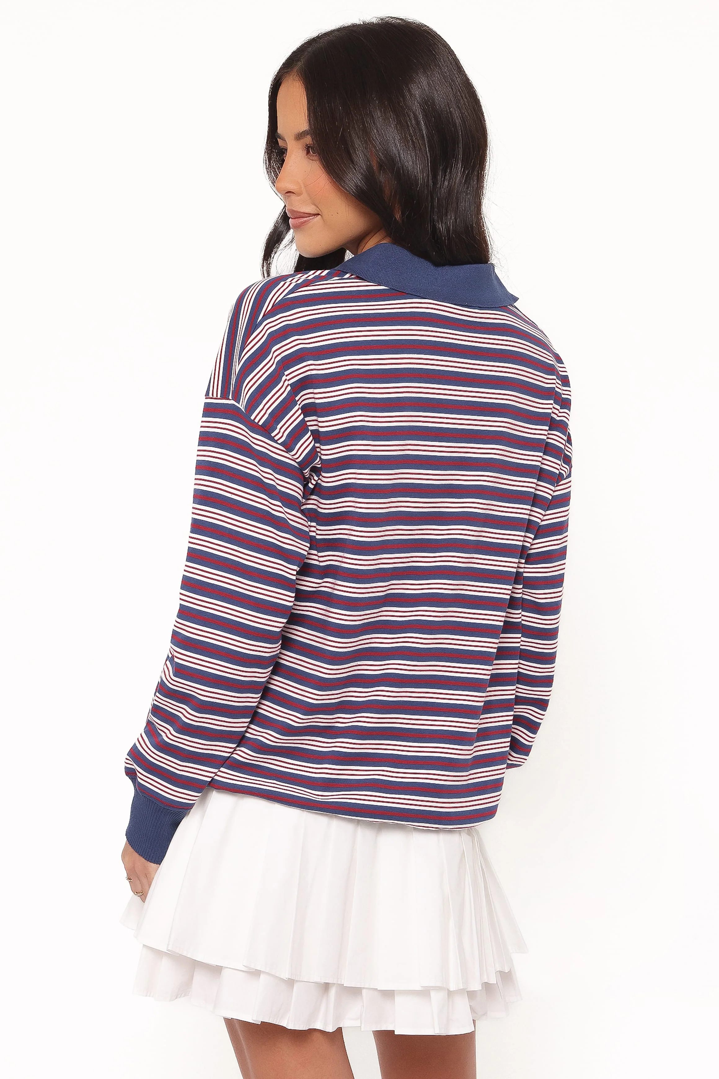 Beau Long Sleeve Jersey Top - Navy Stripe