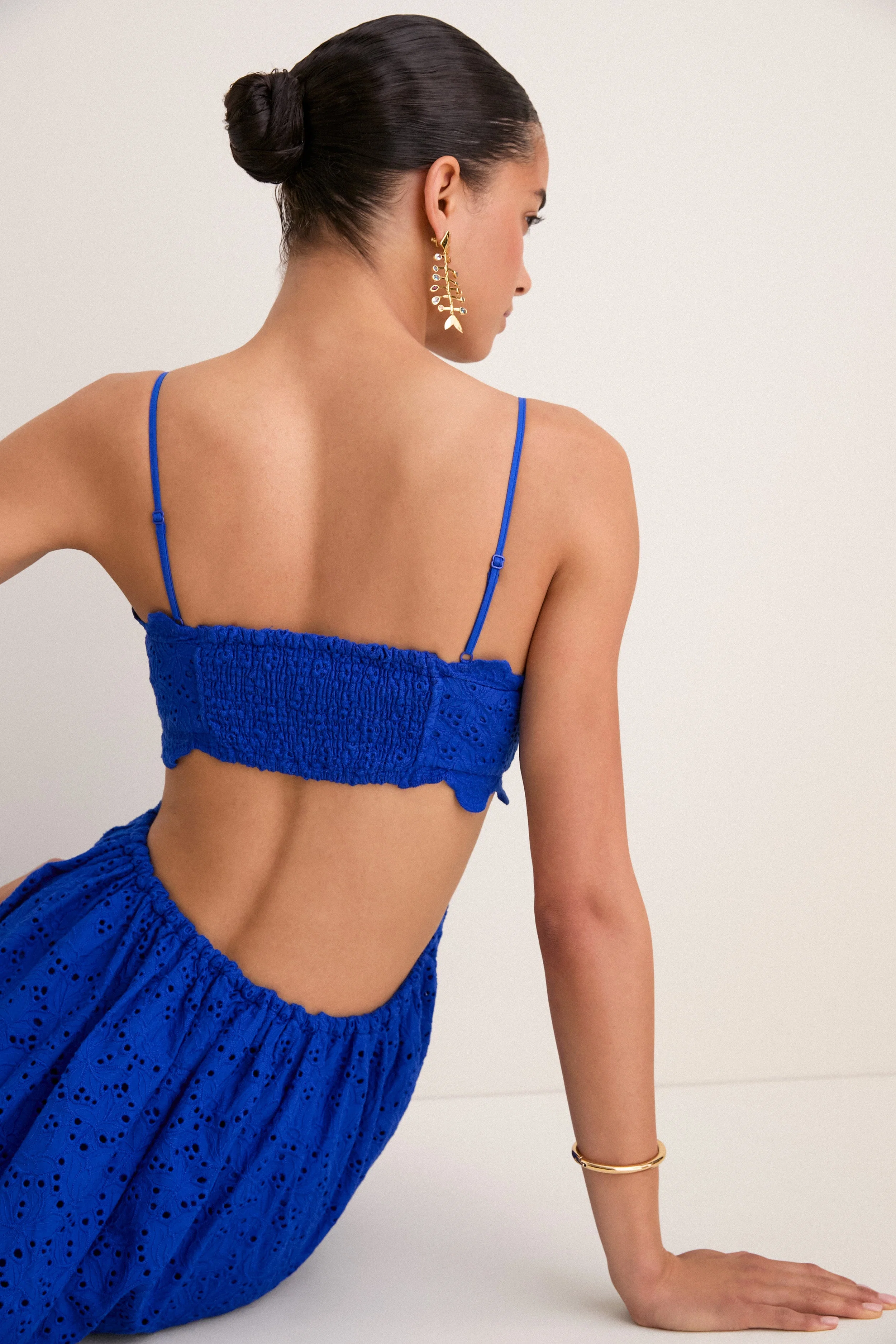 Blue Eyelet Cut-Out Larkspur Dress