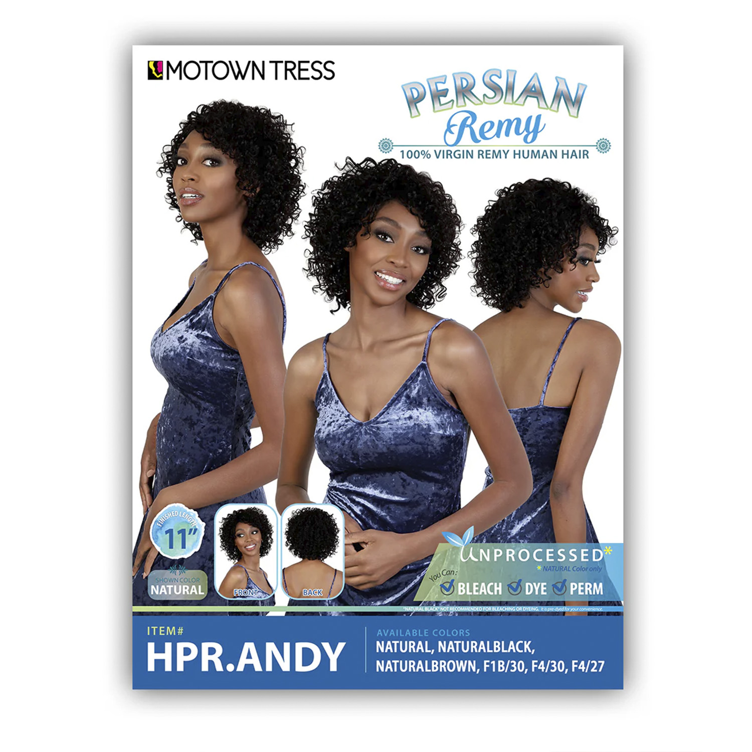 Motown Tress Unprocessed Persian Virgin Remy Human Hair Wig HPR.Andy