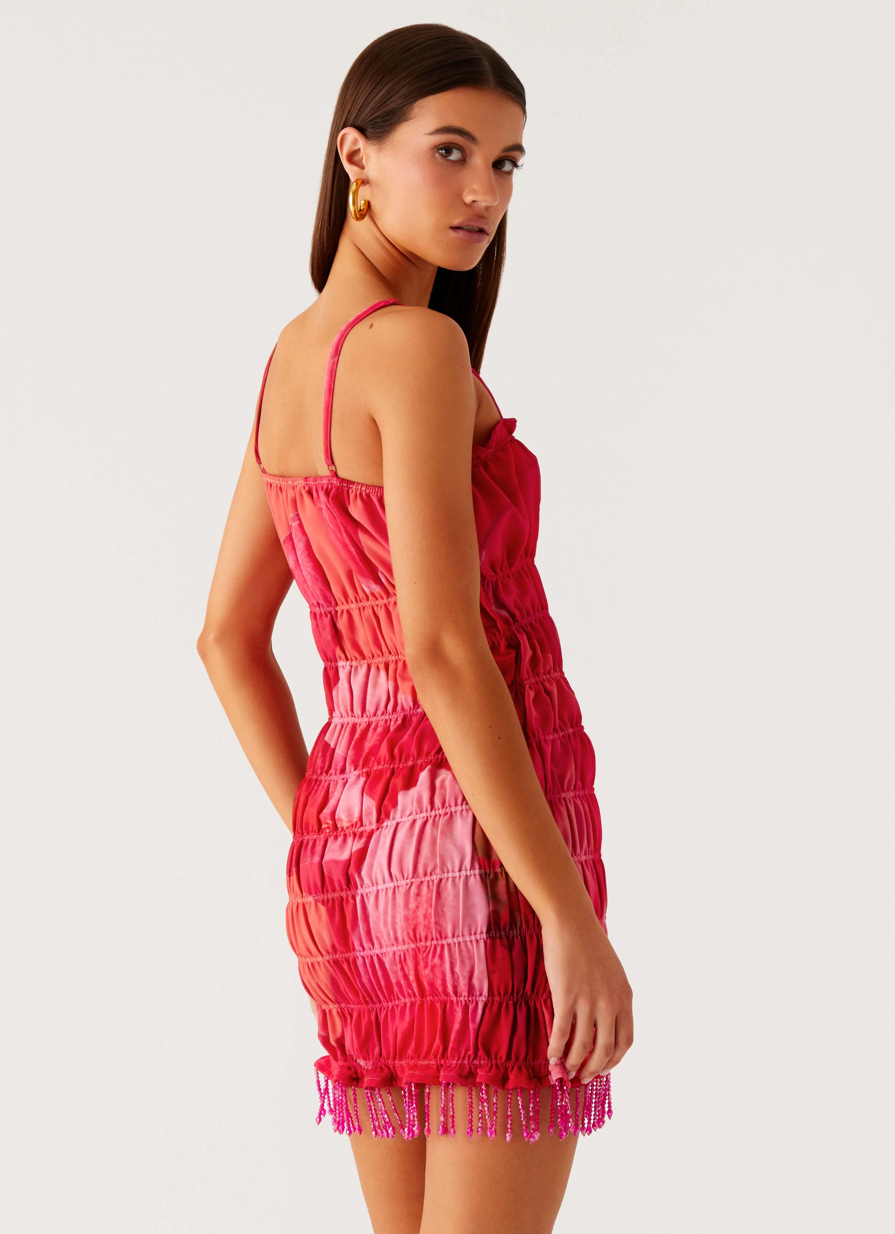 Refresh Me Chiffon Mini Dress - Peach Watermelon Flower